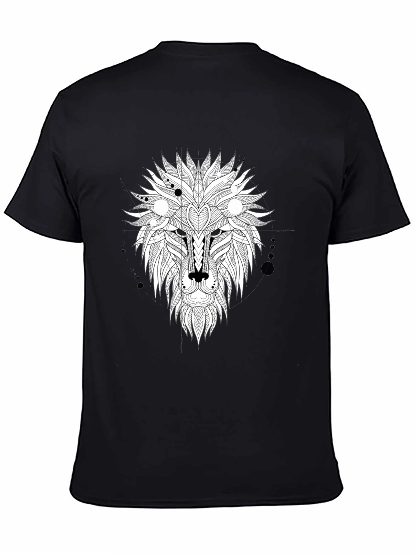 Abstract Lion Head Graphic Tee - Black