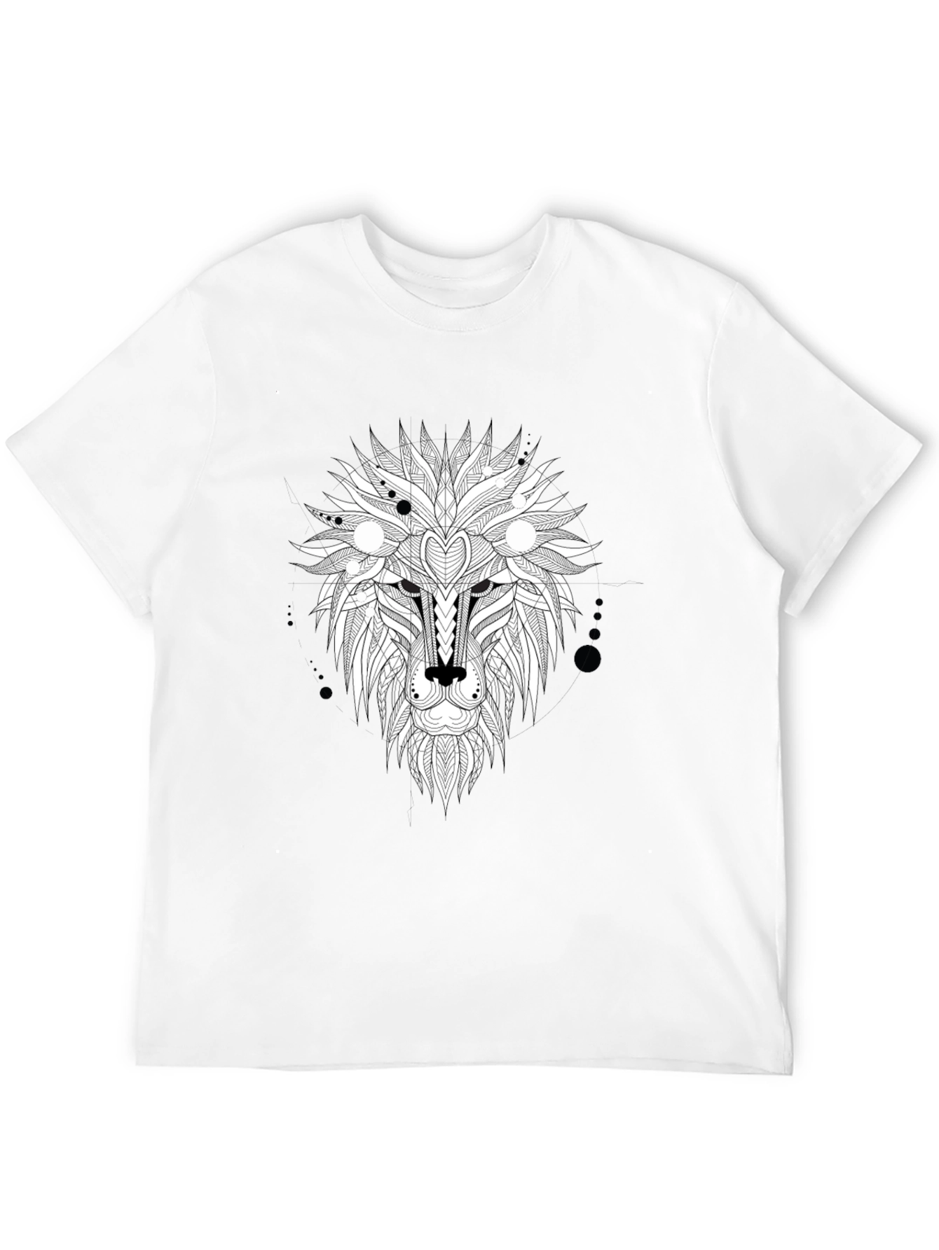 Abstract Lion Head Graphic Tee - Black