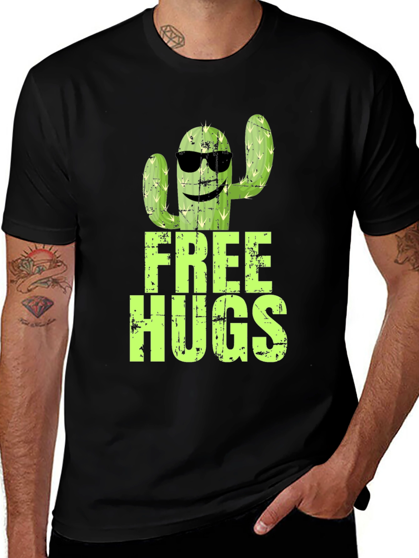 Free Hugs Cactus Graphic T-Shirt