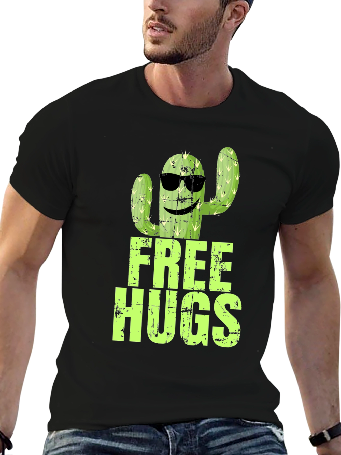 Free Hugs Cactus Graphic T-Shirt