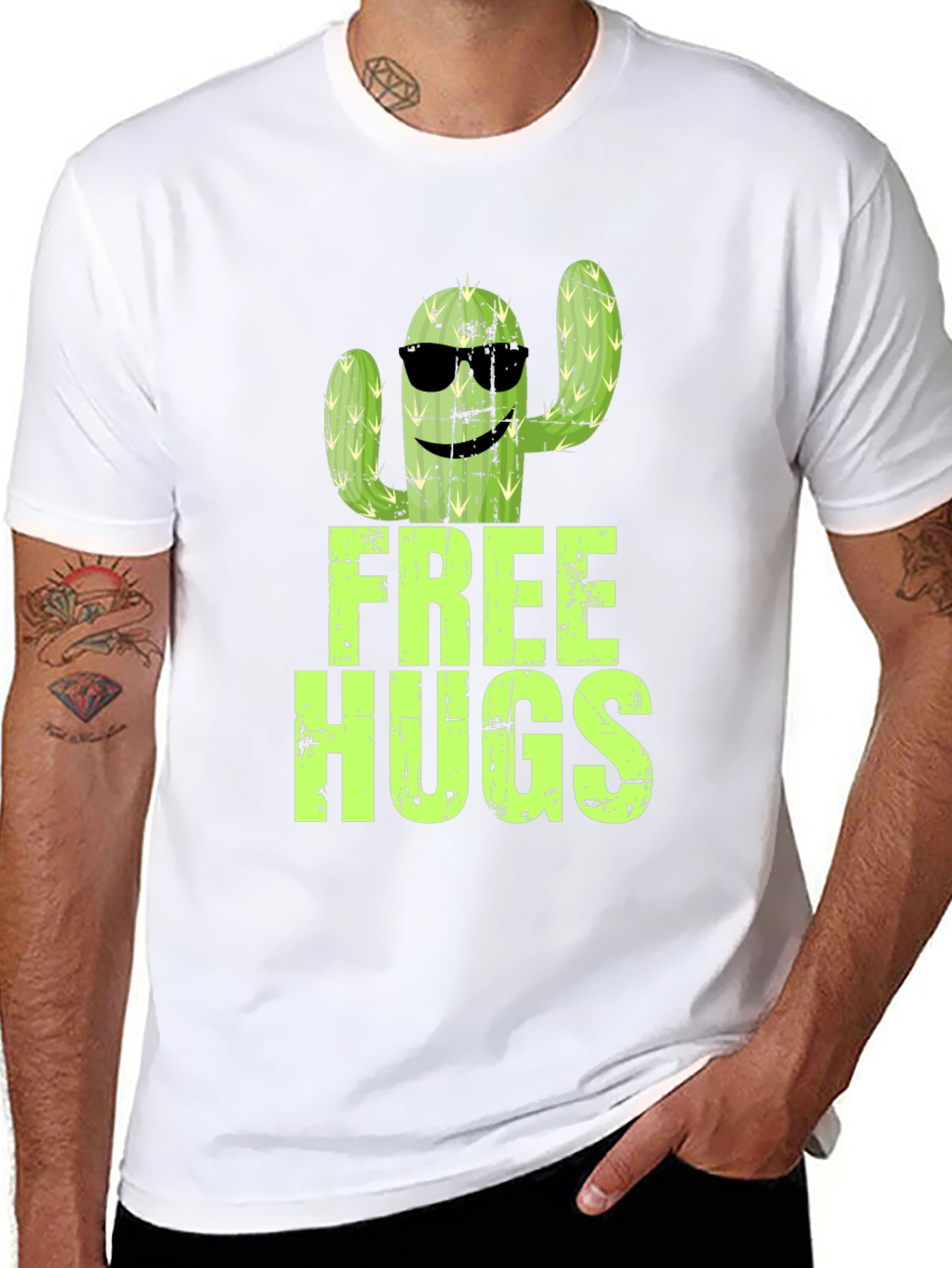 Free Hugs Cactus Graphic T-Shirt