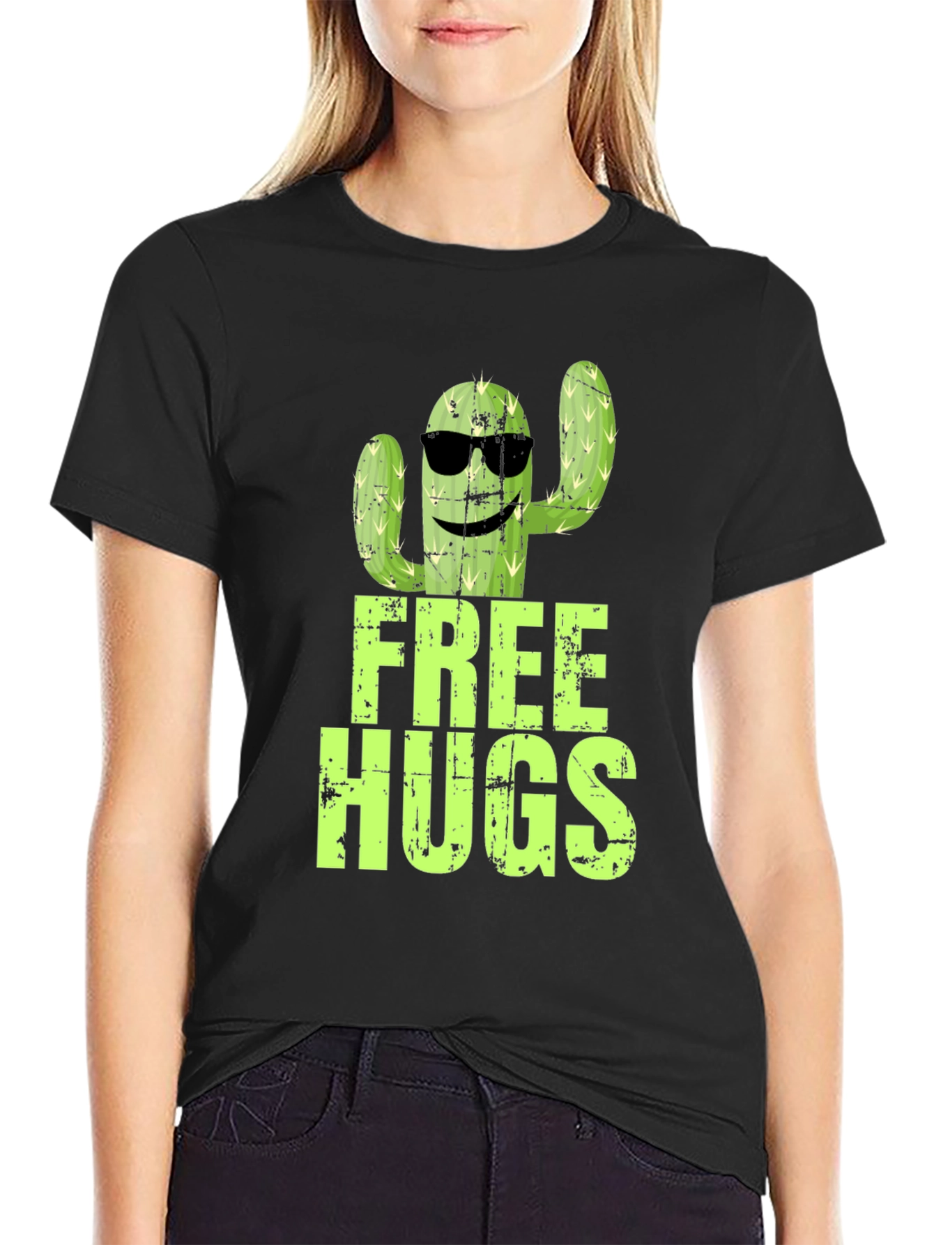 Free Hugs Cactus Graphic T-Shirt