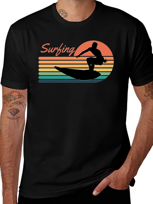 Retro Surfing Silhouette Graphic Tee