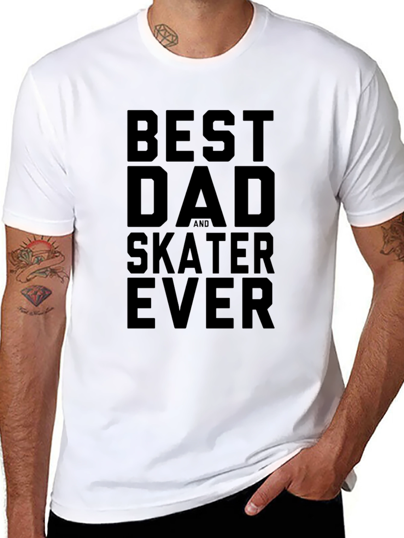 Best Dad and Skater Ever Black Graphic Tee