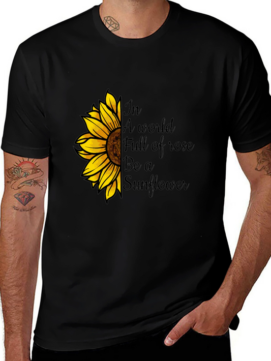 Be a Sunflower Graphic Tee - Black Cotton T-Shirt
