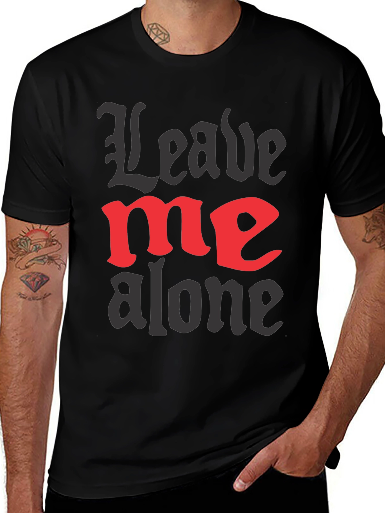 Leave Me Alone Graphic Tee - Black Cotton T-Shirt