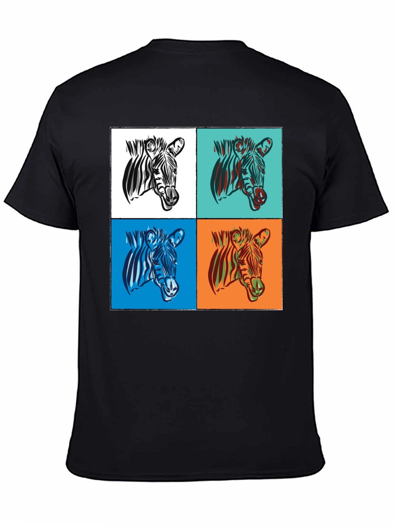 Zebra Pop Art Graphic Tee - Stylish Black T-Shirt