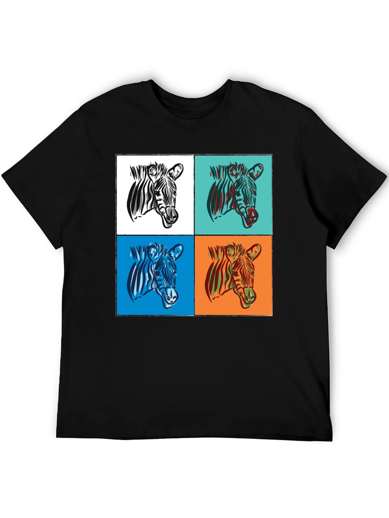 Zebra Pop Art Graphic Tee - Stylish Black T-Shirt