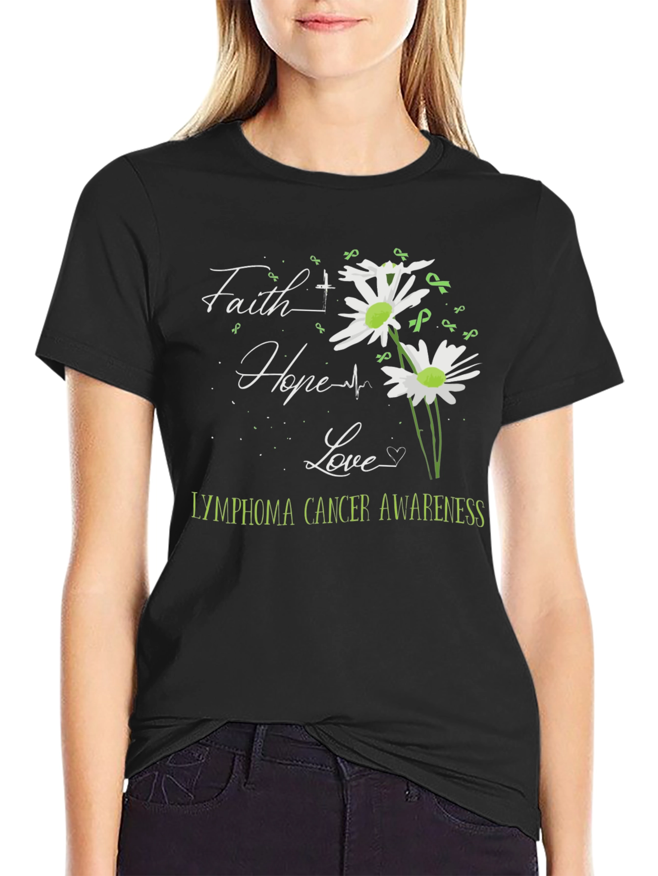 Lymphoma Awareness Graphic Tee - Faith Hope Love
