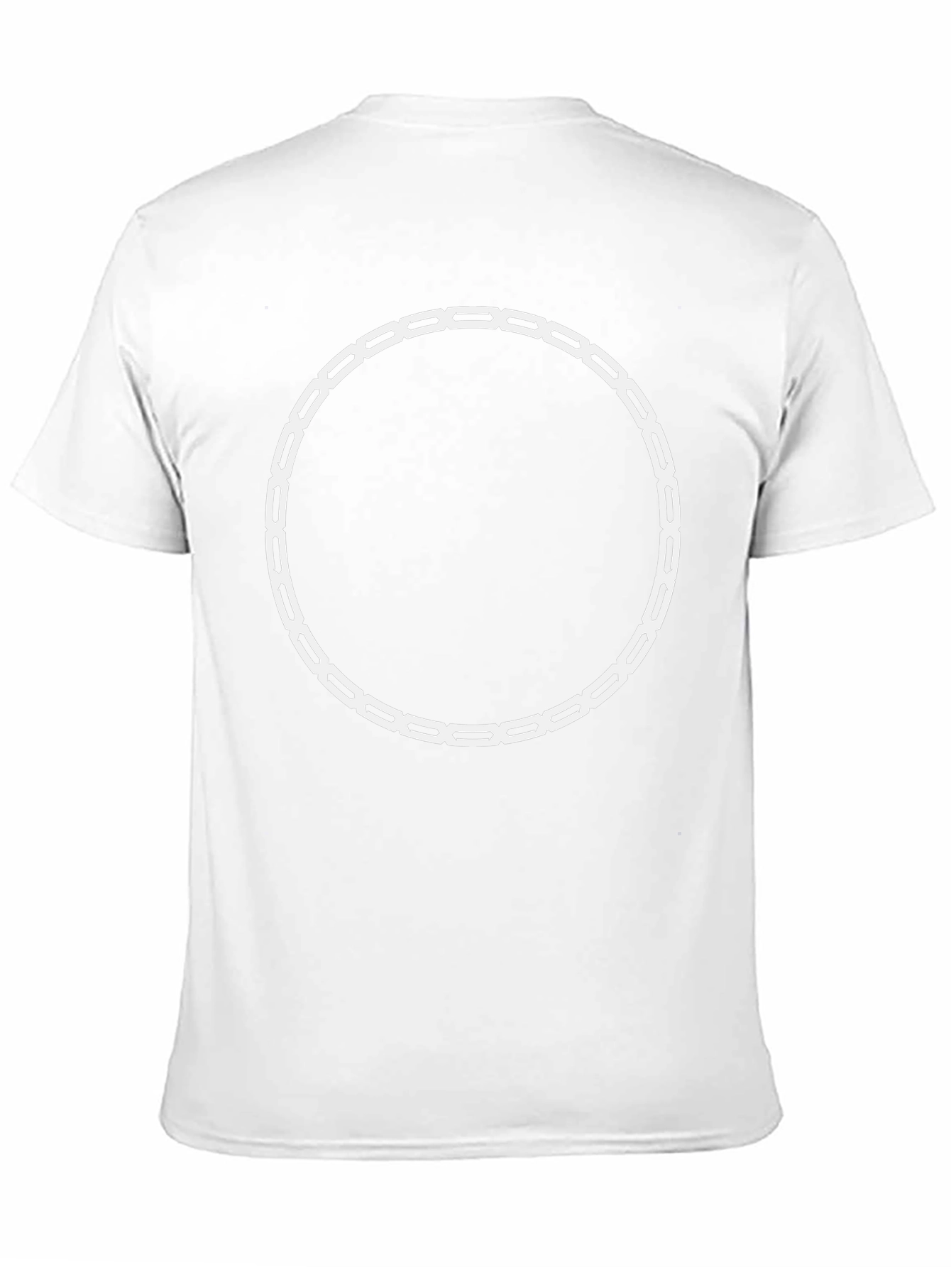 Black Tee with Unique White Chain Circle Design