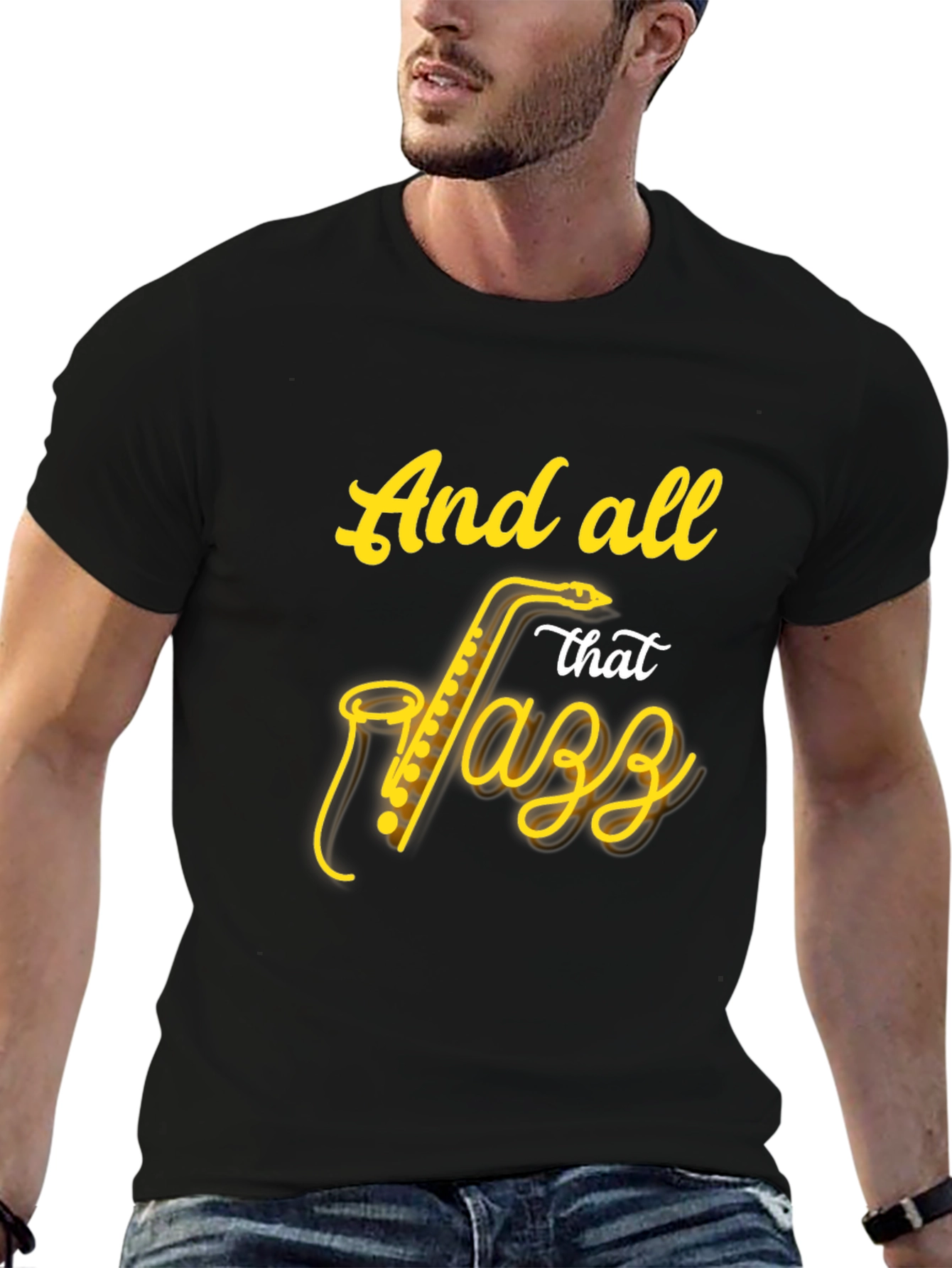 Jazz Saxophone Black T-Shirt - Music Lover Tee