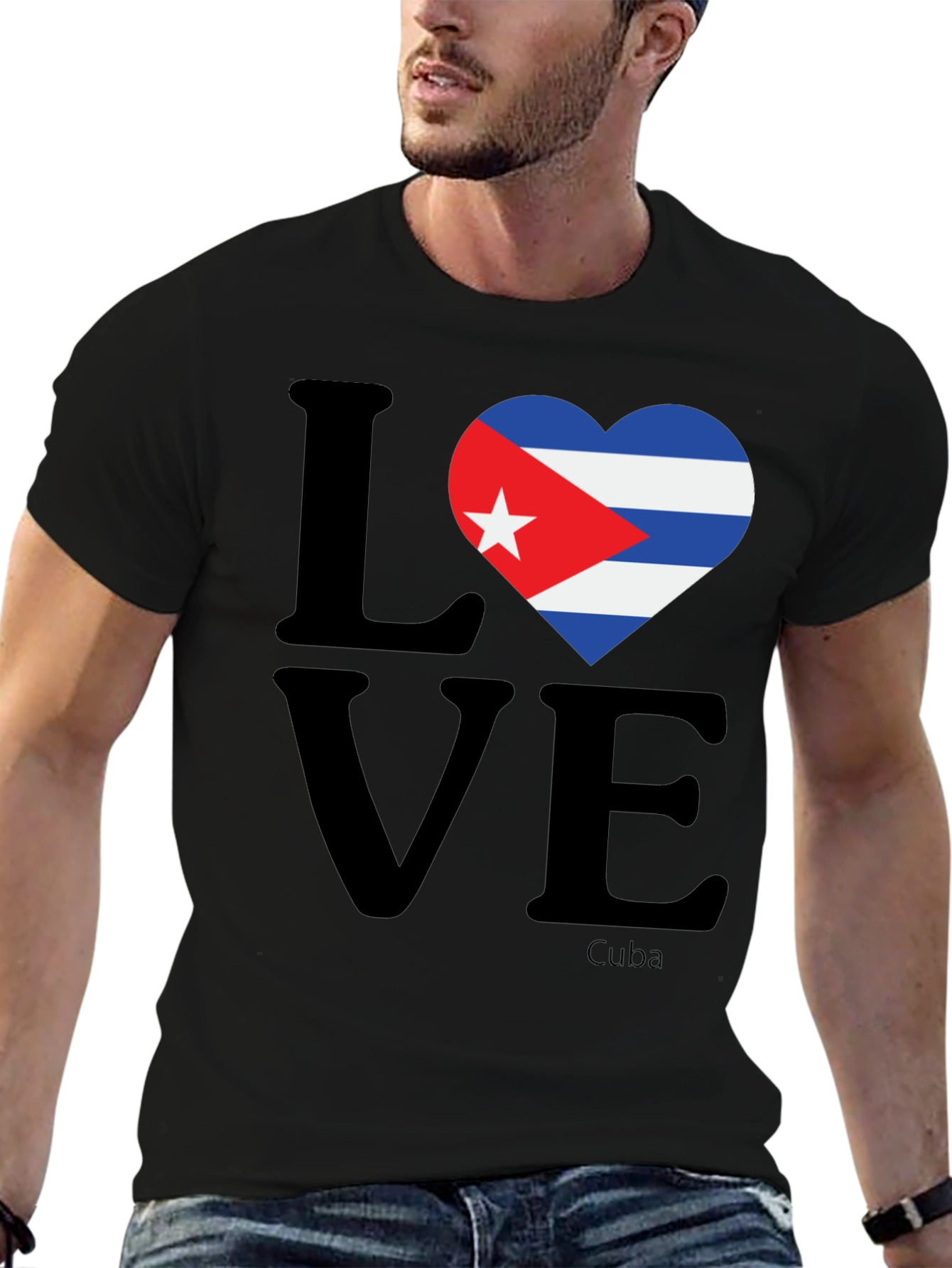 Love Cuba T-Shirt Cuban Flag Heart Graphic Tee