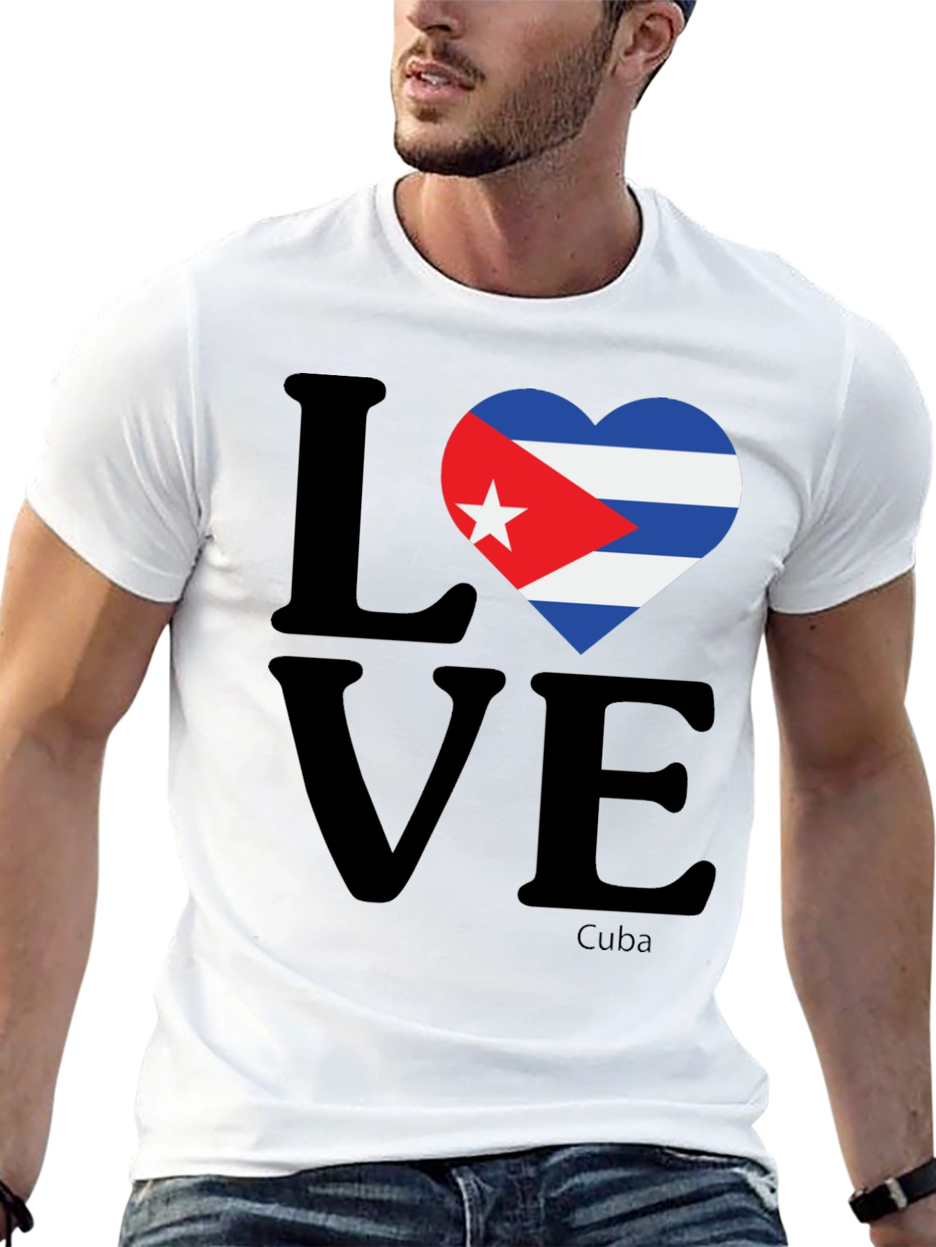 Love Cuba T-Shirt Cuban Flag Heart Graphic Tee