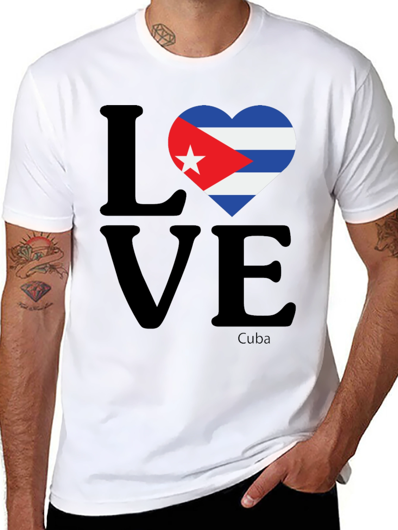 Love Cuba T-Shirt Cuban Flag Heart Graphic Tee