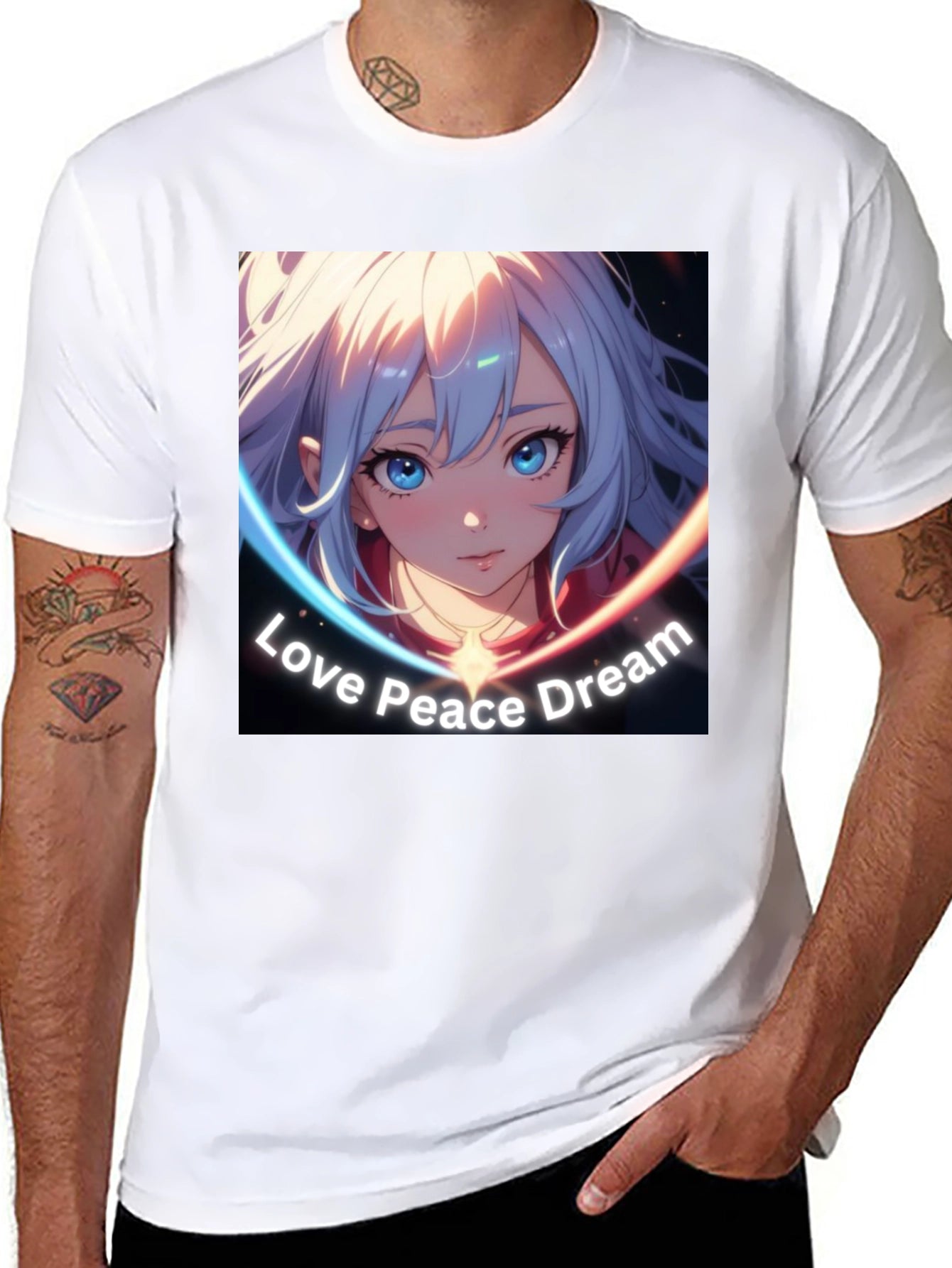 Anime Girl Love Peace Dream Graphic T-Shirt