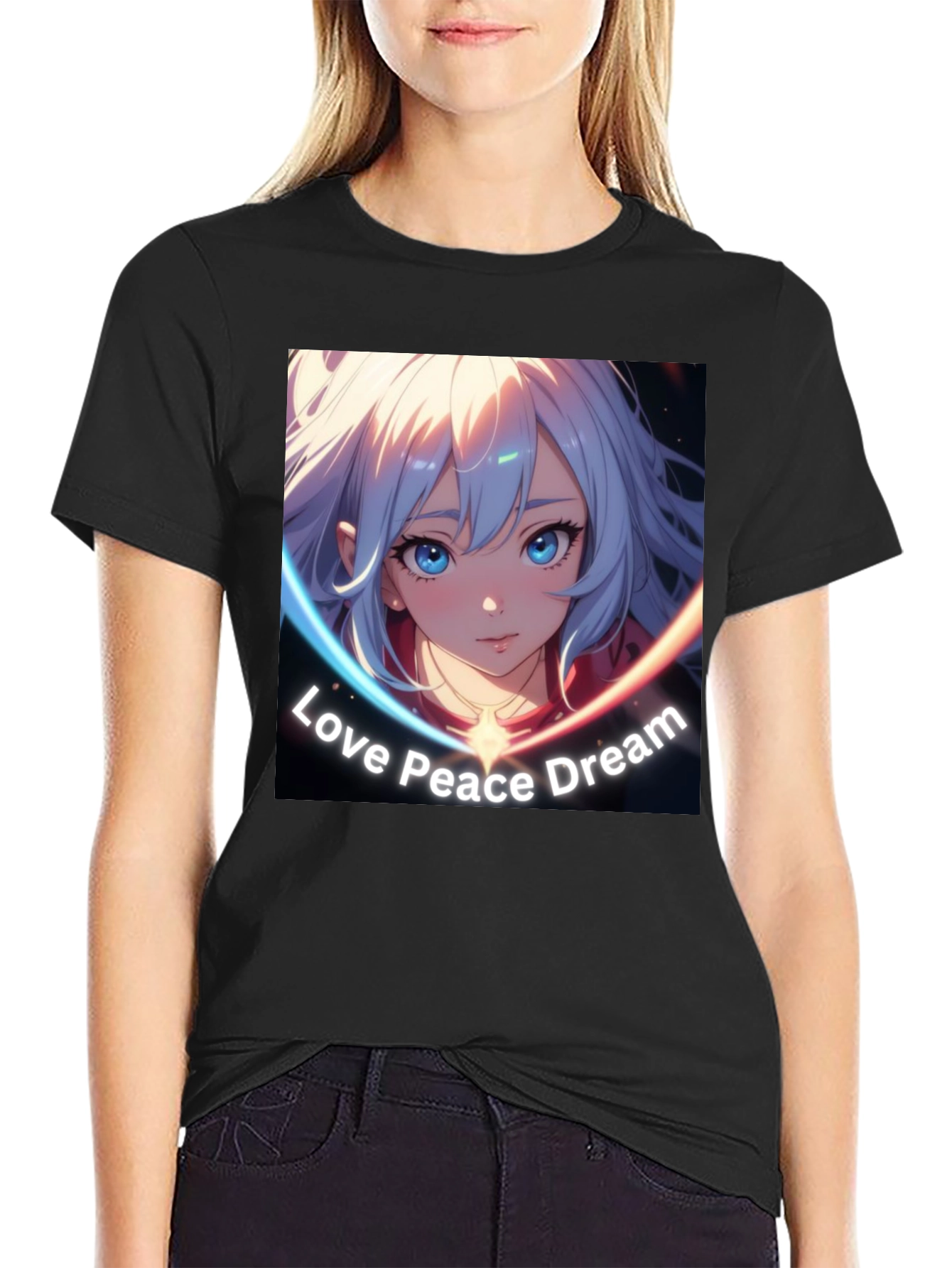 Anime Girl Love Peace Dream Graphic T-Shirt