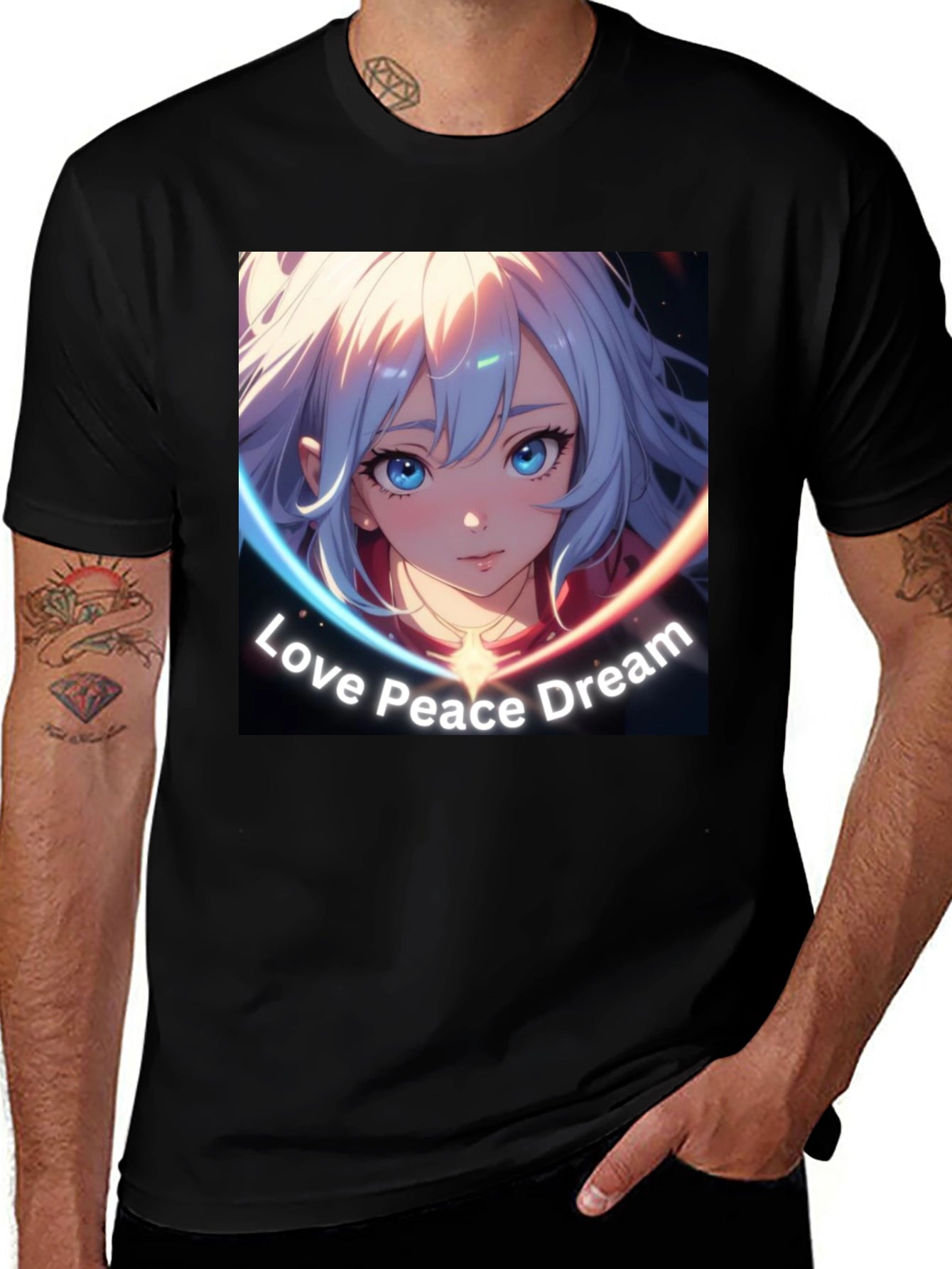 Anime Girl Love Peace Dream Graphic T-Shirt