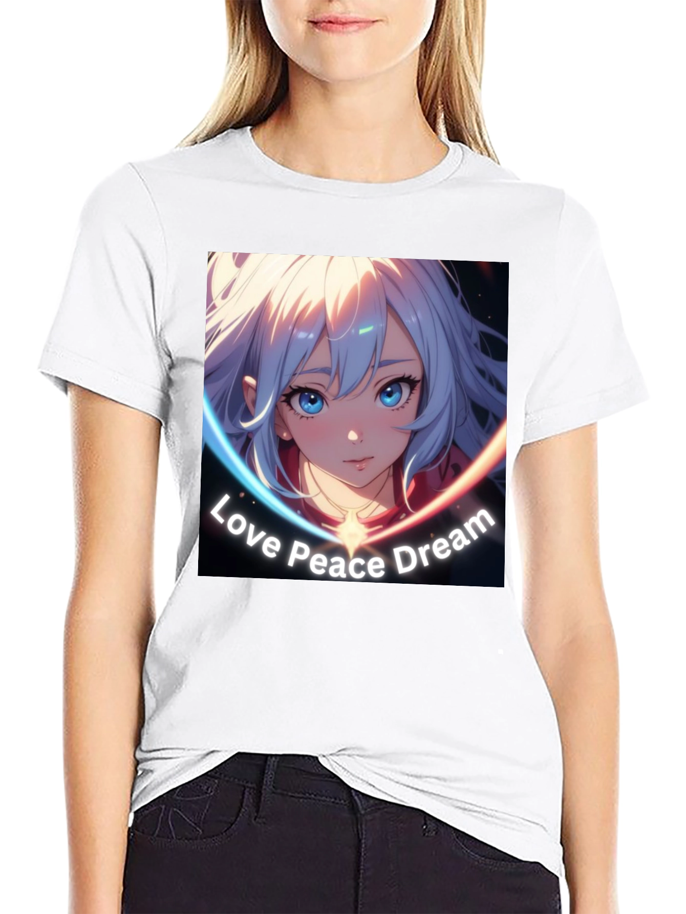 Anime Girl Love Peace Dream Graphic T-Shirt