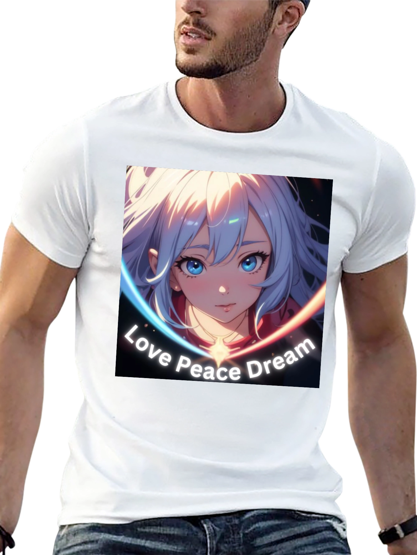 Anime Girl Love Peace Dream Graphic T-Shirt