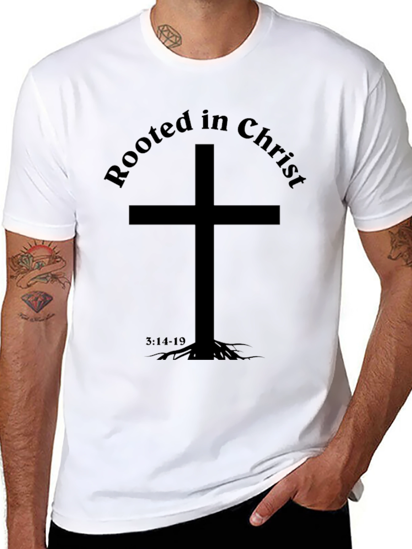Rooted in Christ Graphic Tee - Religious T-Shirt