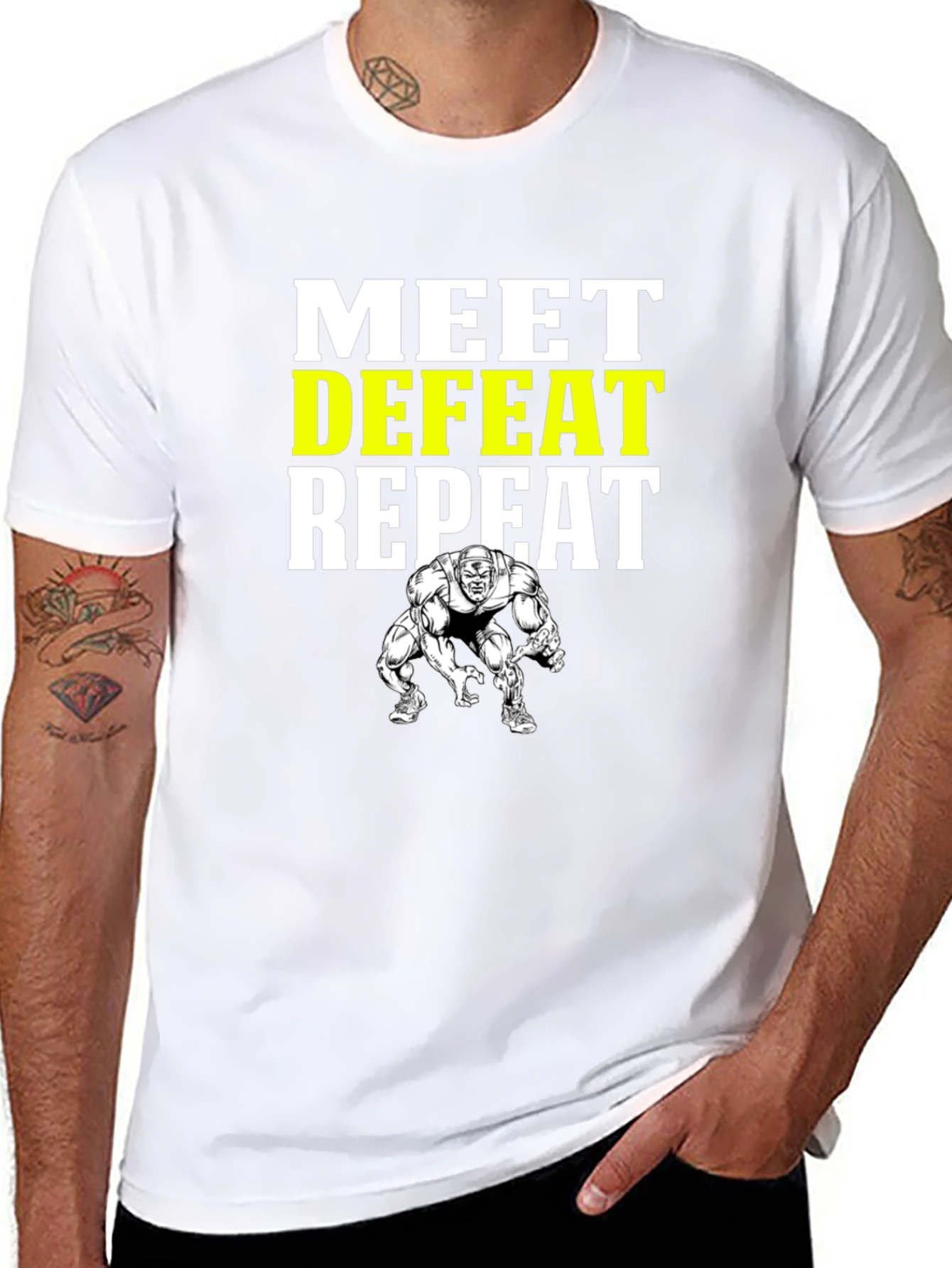 Meet Defeat Repeat Gym T-Shirt