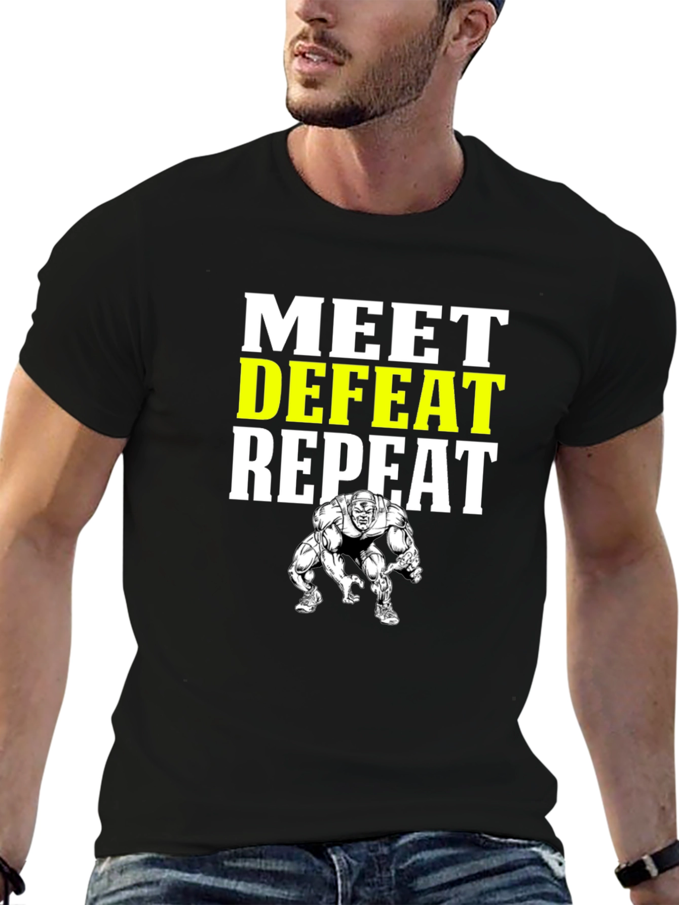 Meet Defeat Repeat Gym T-Shirt