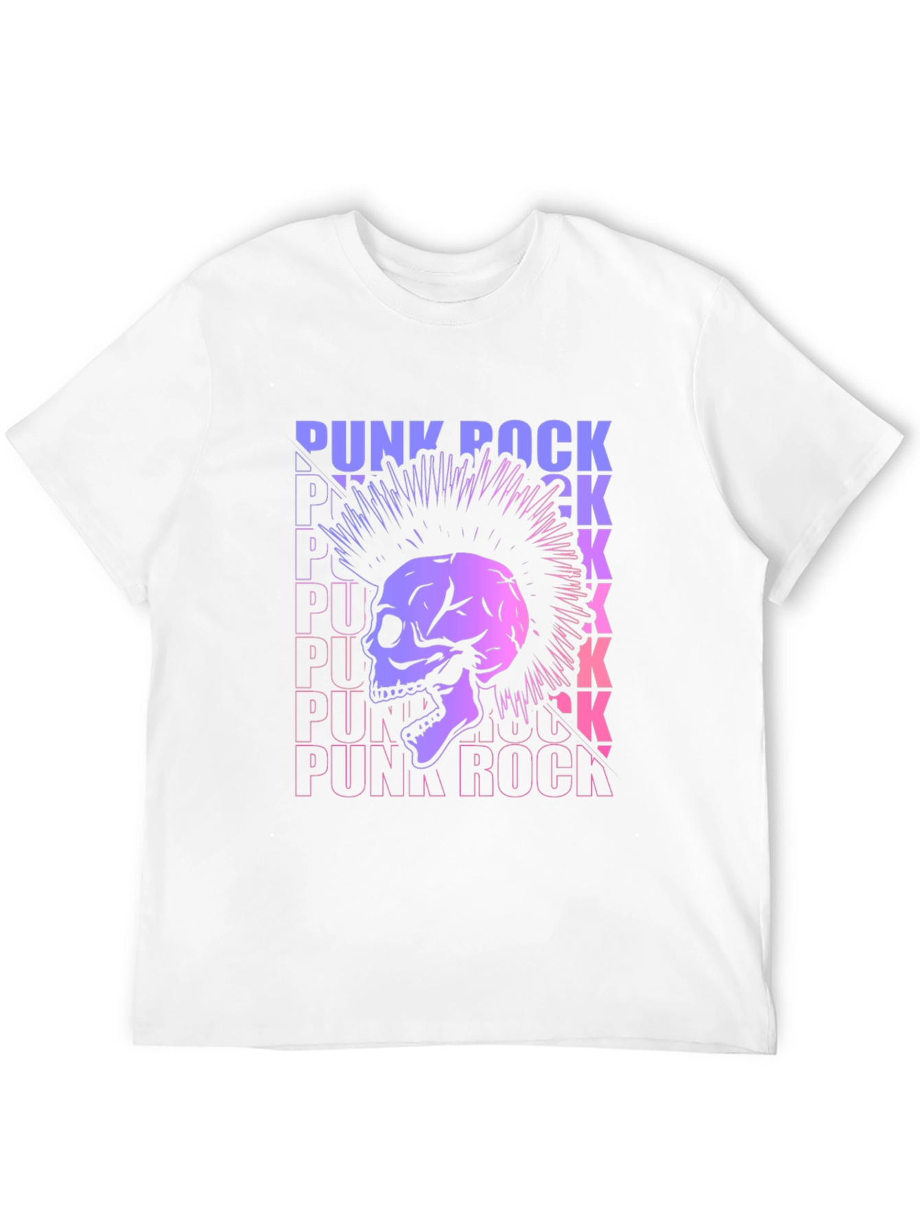 Punk Rock Skull Graphic Tee - Black Cotton T-Shirt