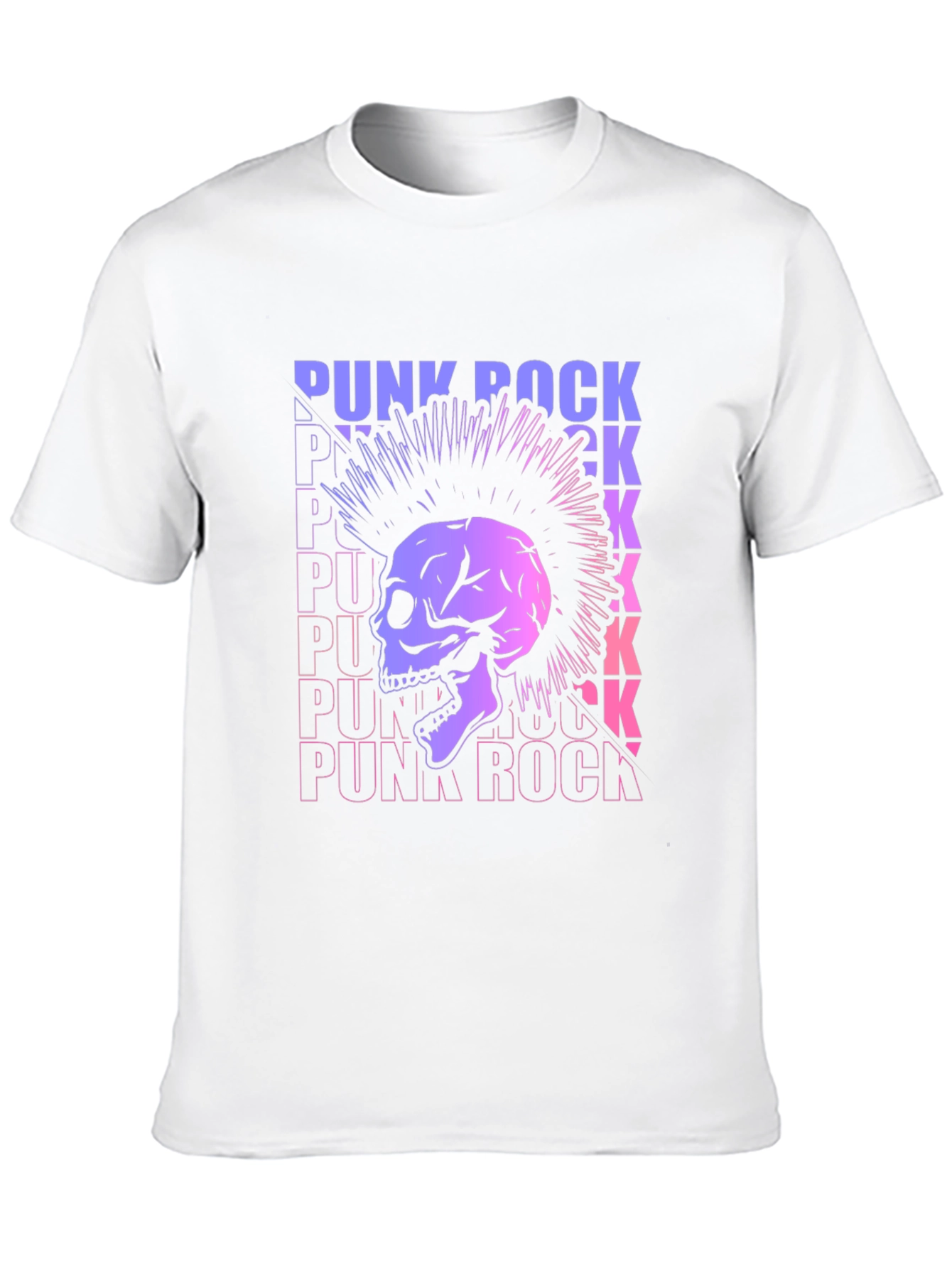 Punk Rock Skull Graphic Tee - Black Cotton T-Shirt