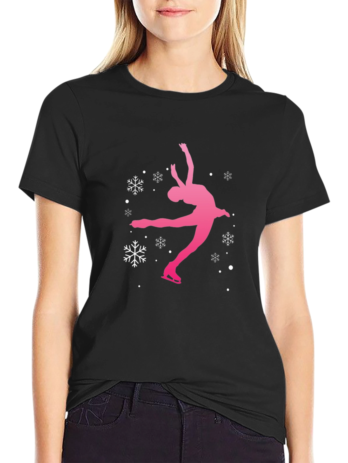 Figure Skating Snowflake Graphic T-Shirt