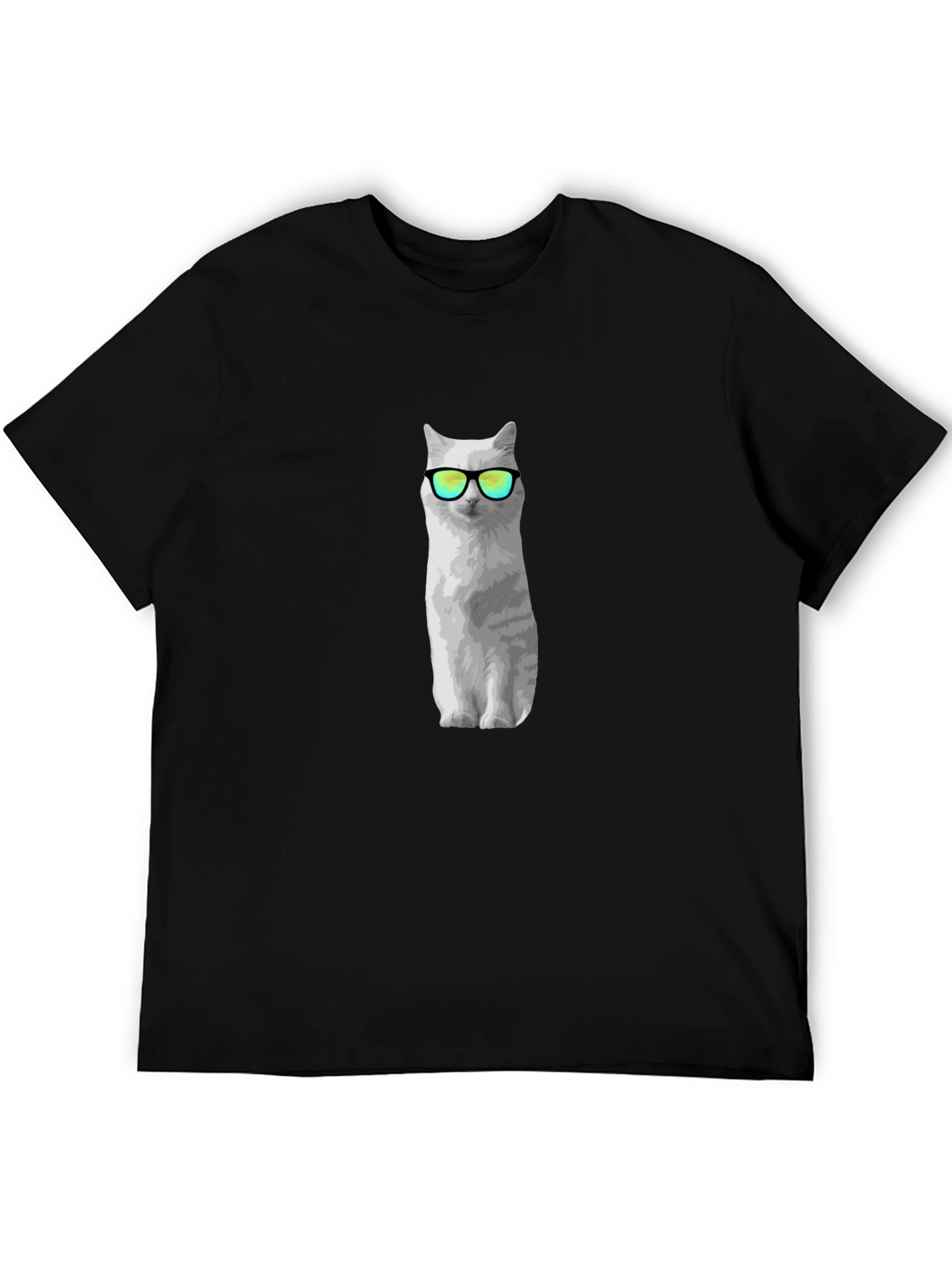 Cool Cat Graphic Tee - Black Cotton Shirt