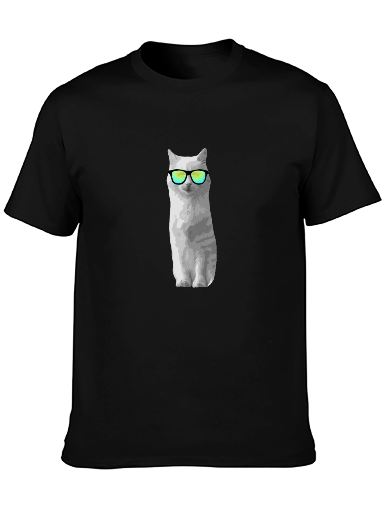 Cool Cat Graphic Tee - Black Cotton Shirt