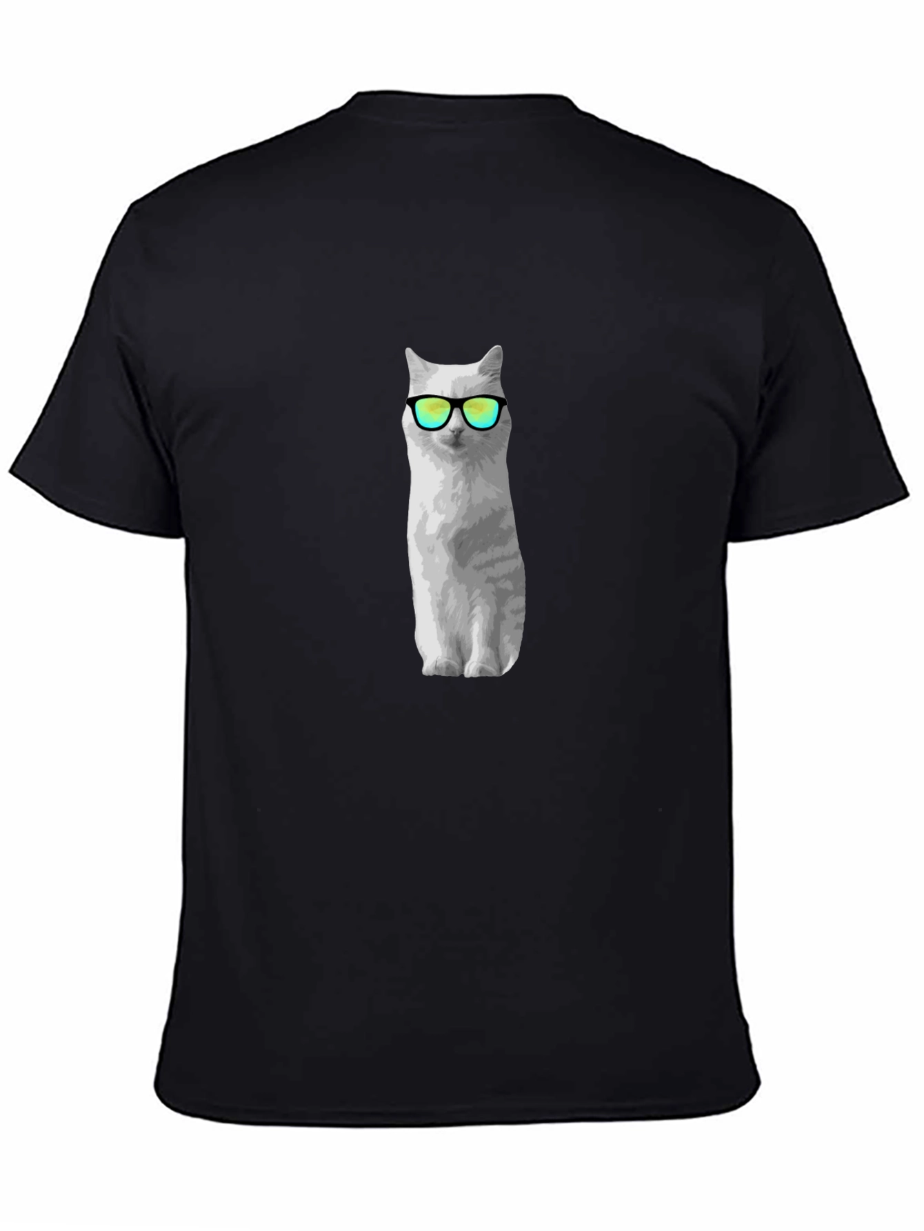 Cool Cat Graphic Tee - Black Cotton Shirt