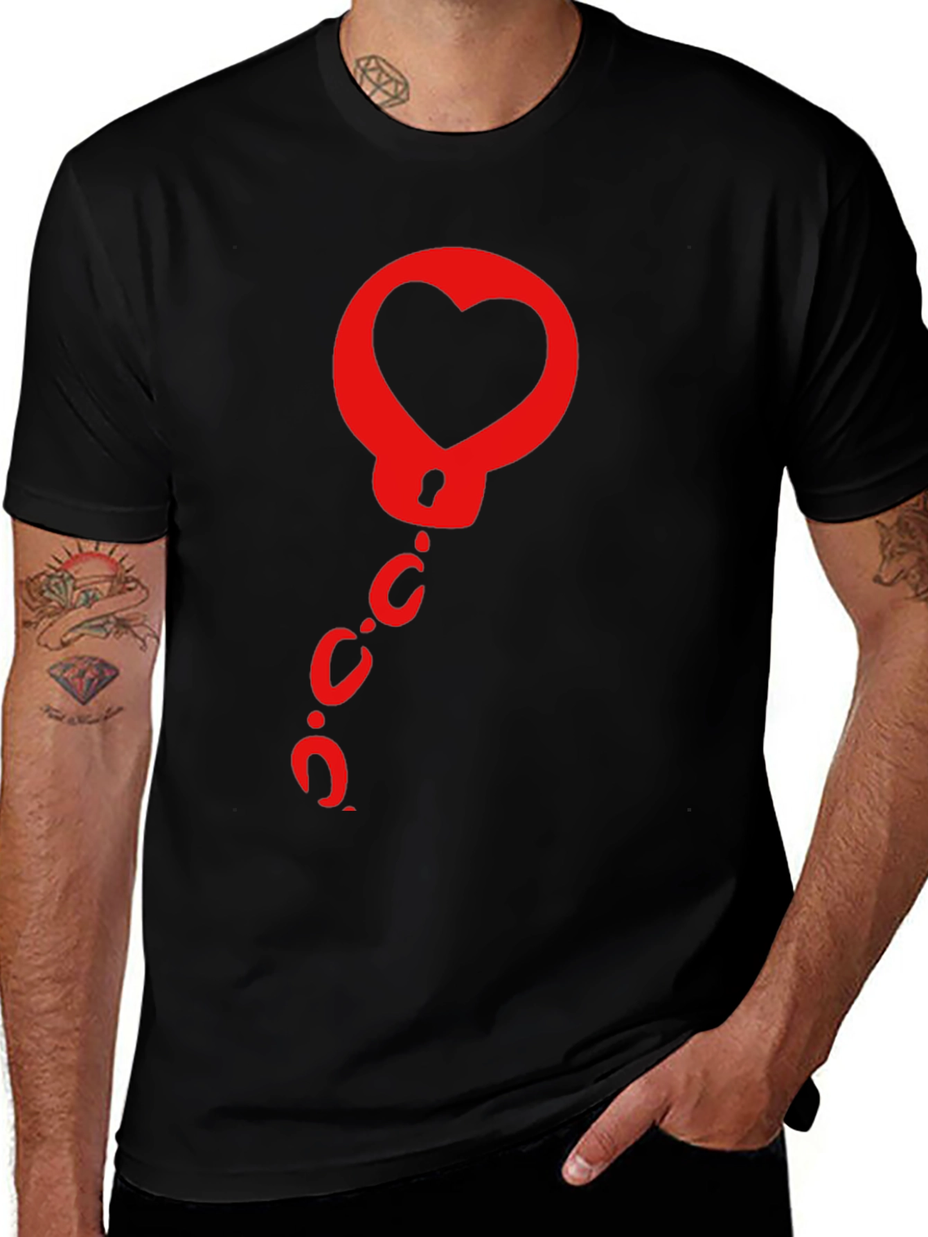 Heart Handcuffs Graphic Tee - Black