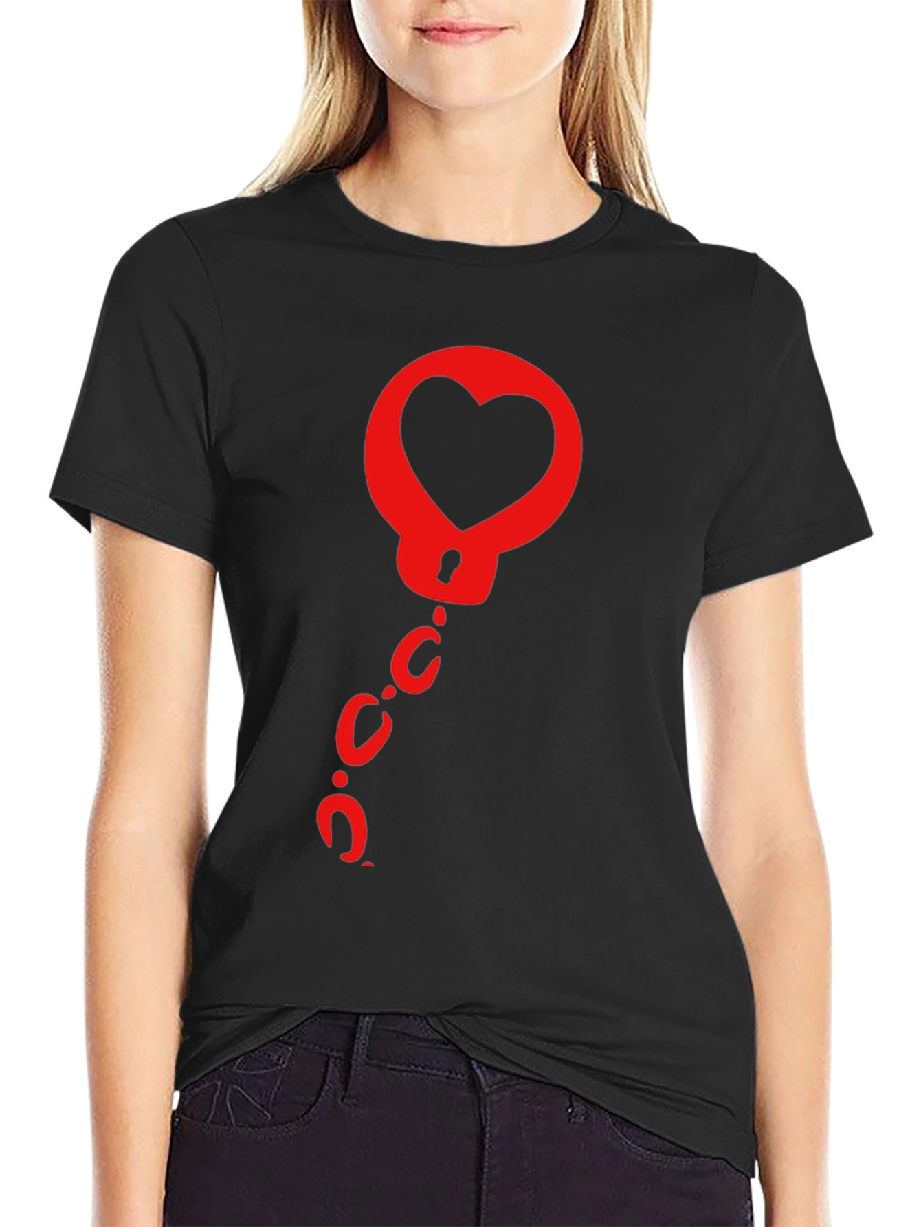 Heart Handcuffs Graphic Tee - Black