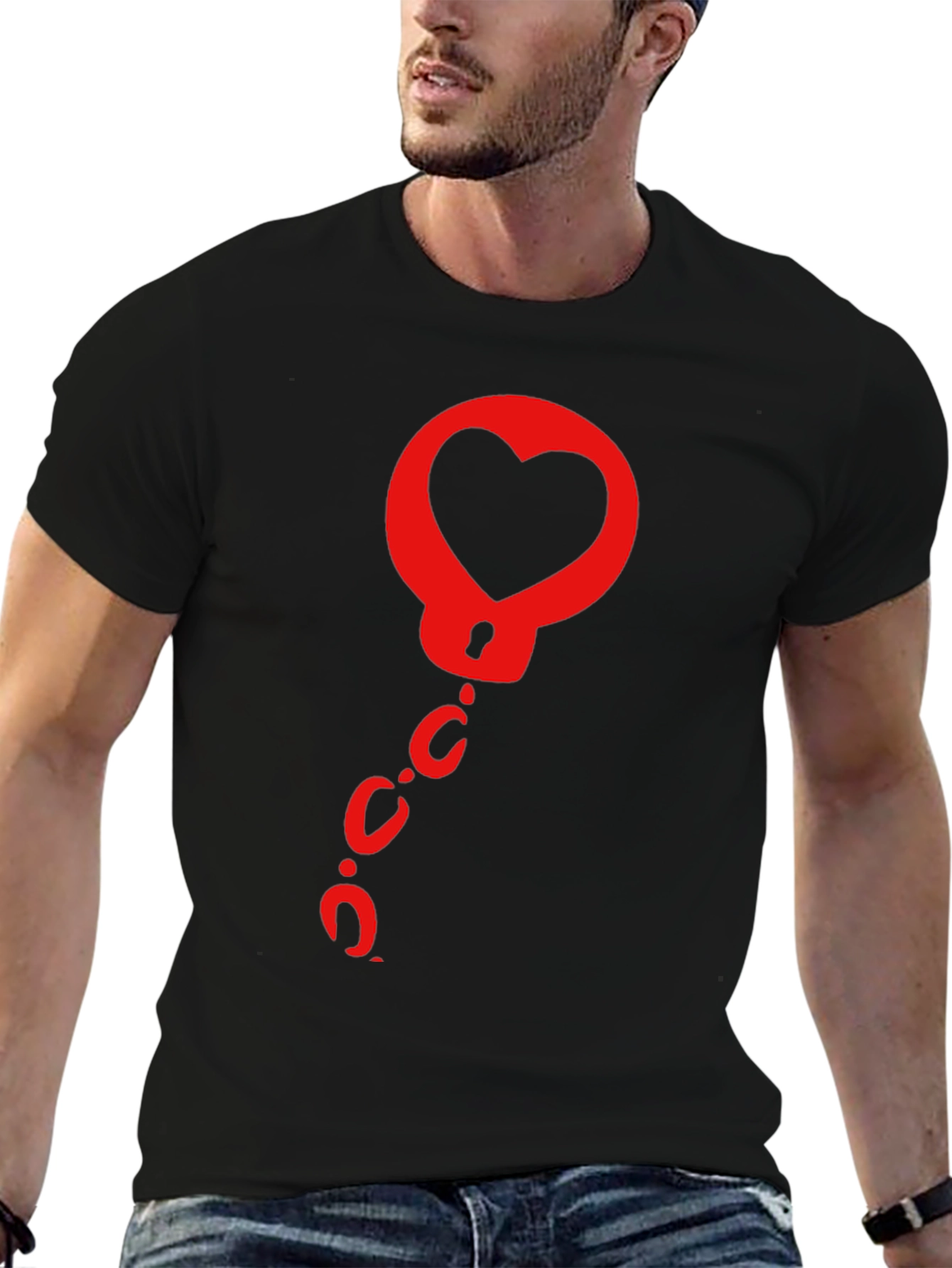 Heart Handcuffs Graphic Tee - Black