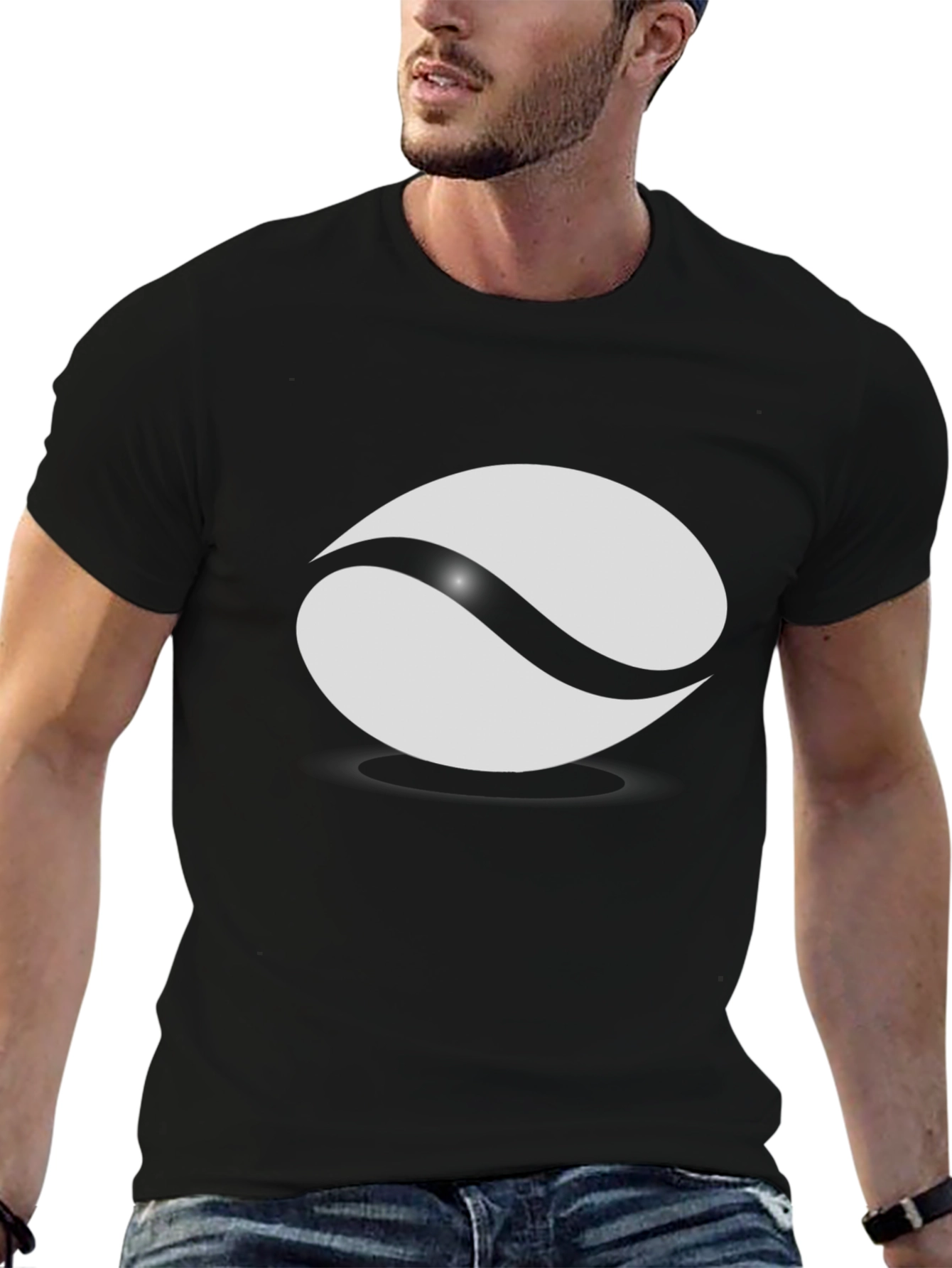 Black T-Shirt with Abstract Graphic