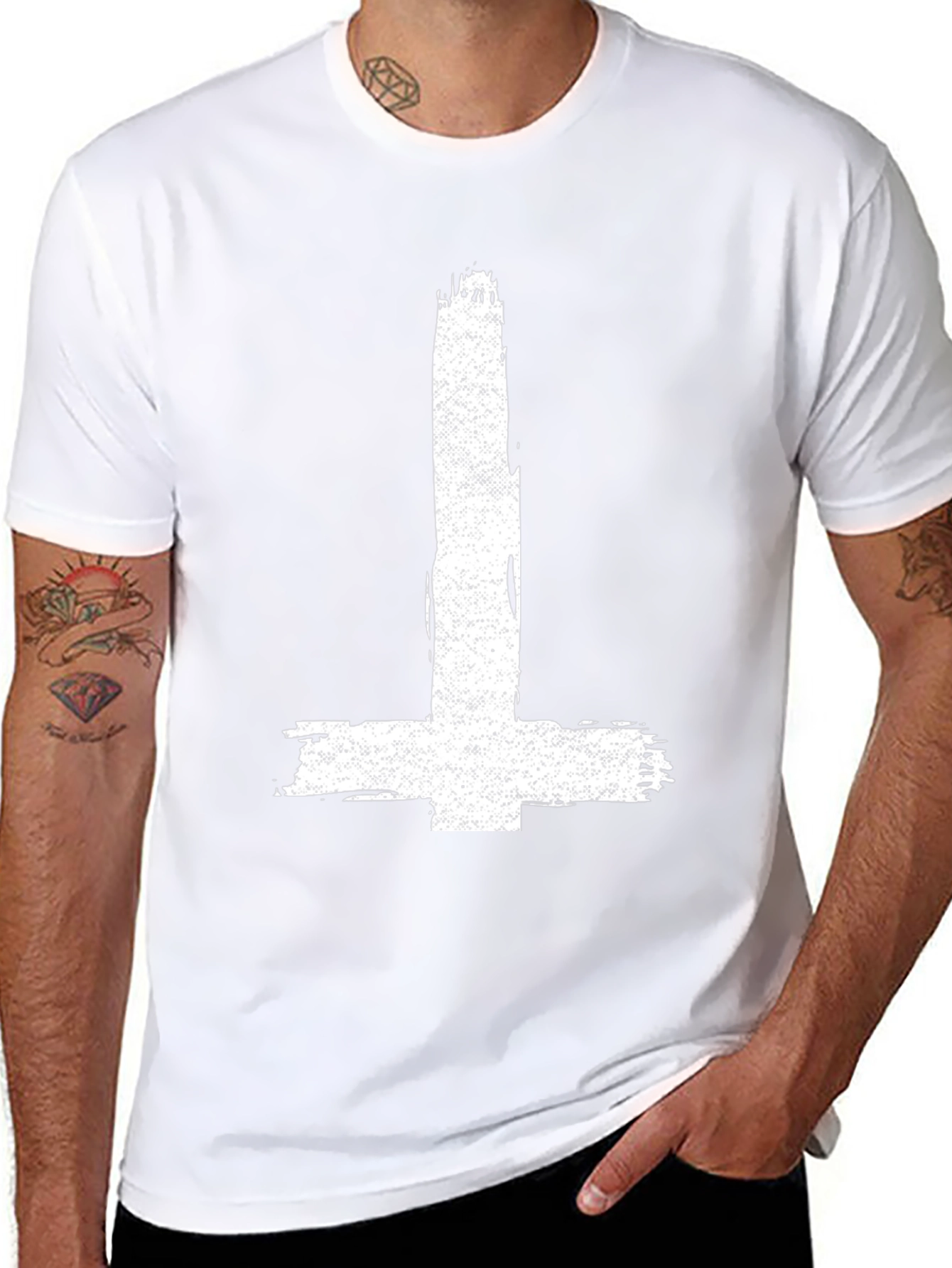 Inverted Cross Graphic Tee - Distressed Print
