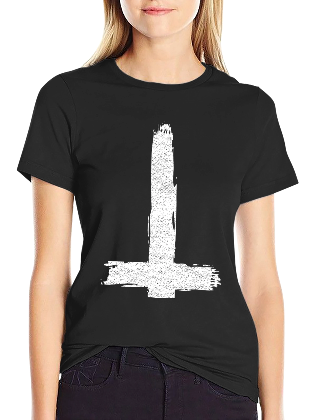 Inverted Cross Graphic Tee - Distressed Print