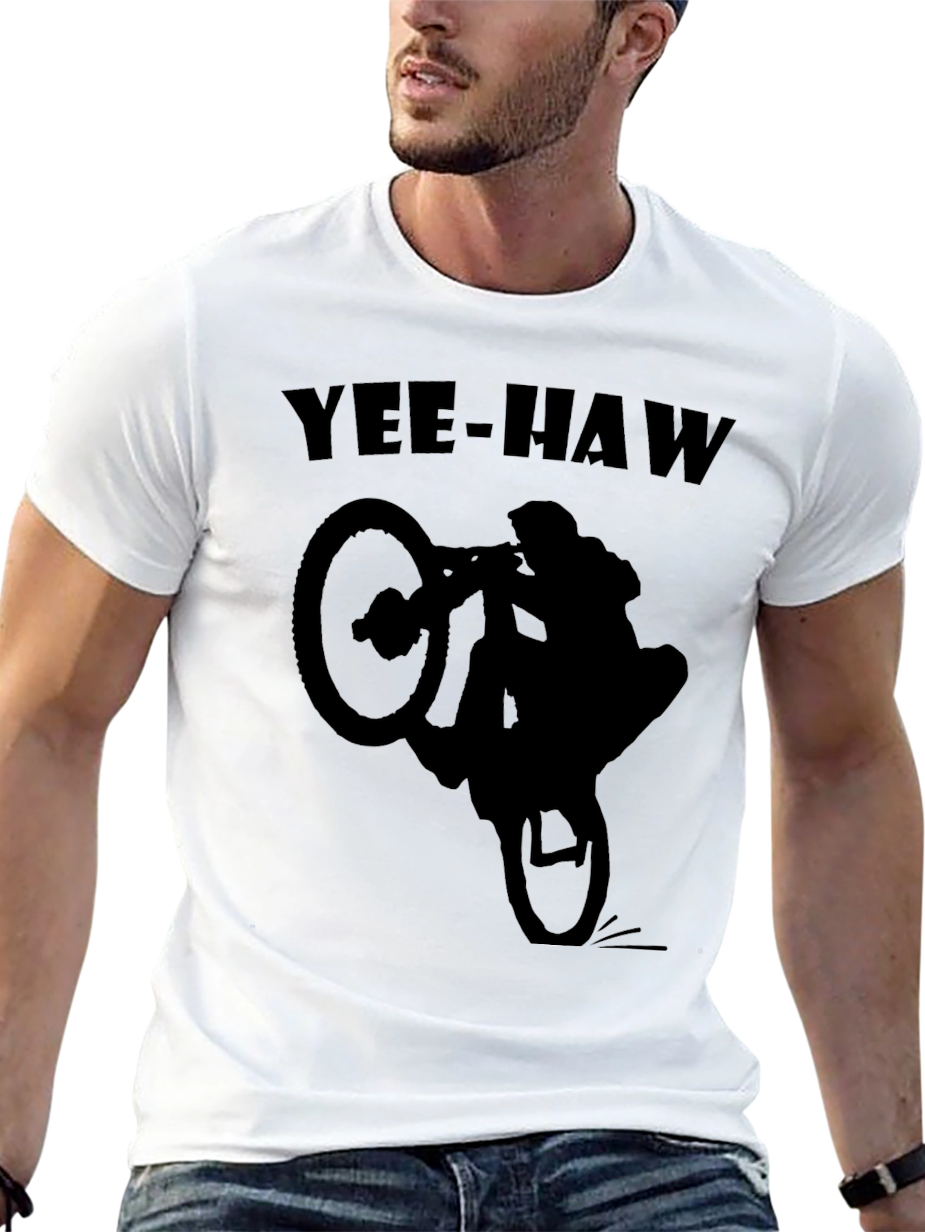 Yee-Haw Biker Silhouette T-Shirt - Black
