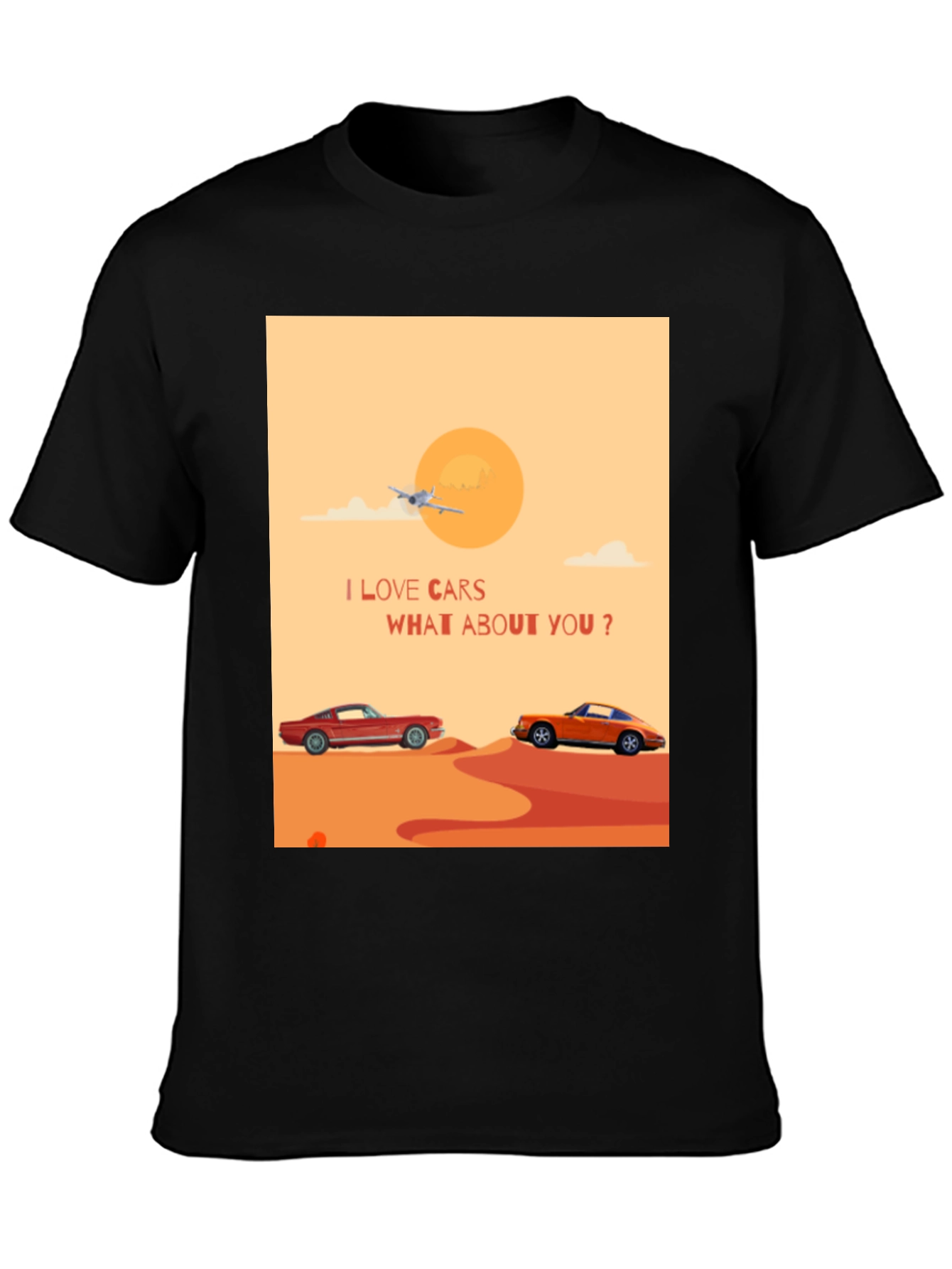I Love Cars Black T-Shirt