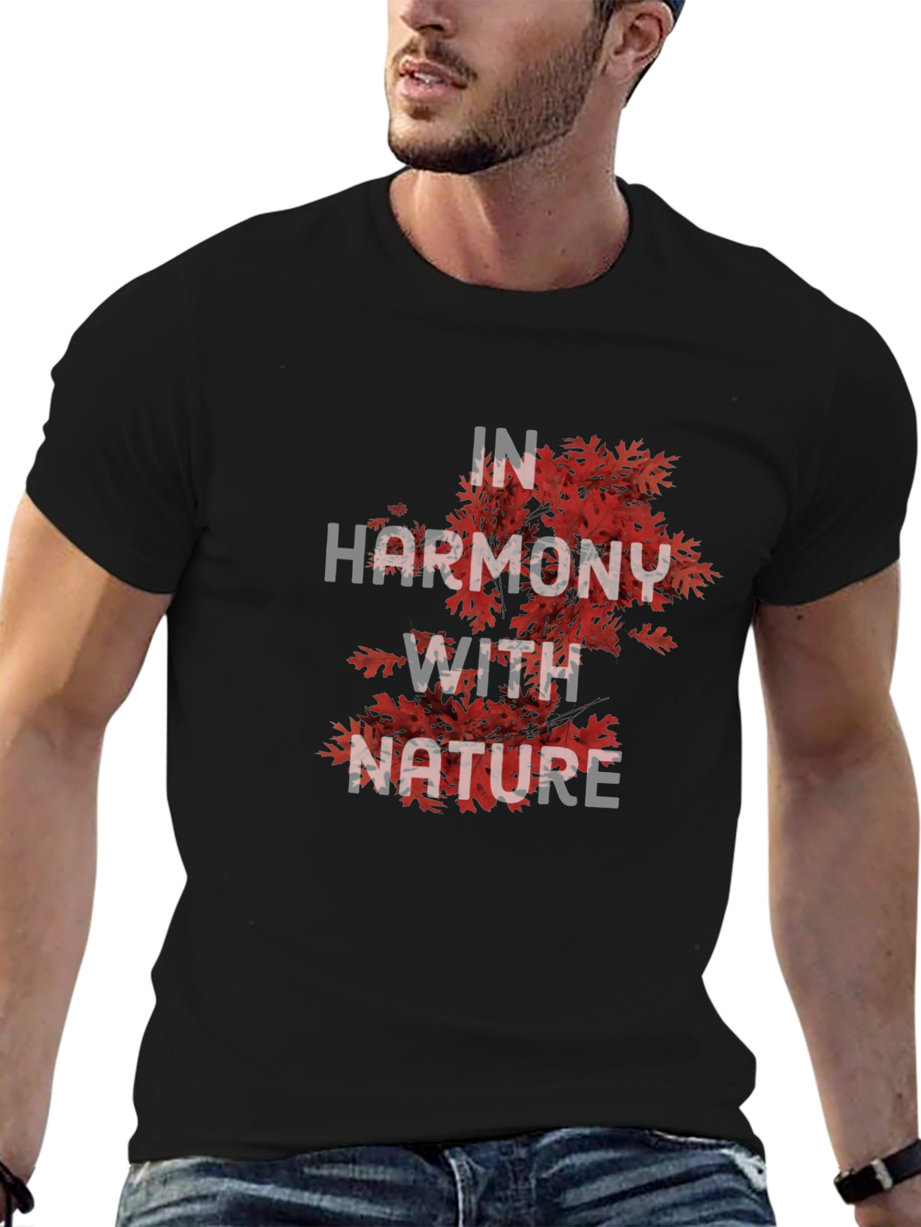 Nature Harmony Graphic Tee - Stylish Black T-Shirt