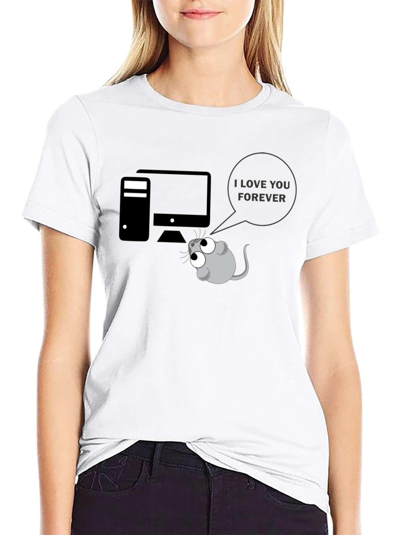 Funny Computer Mouse I Love You Graphic T-Shirt
