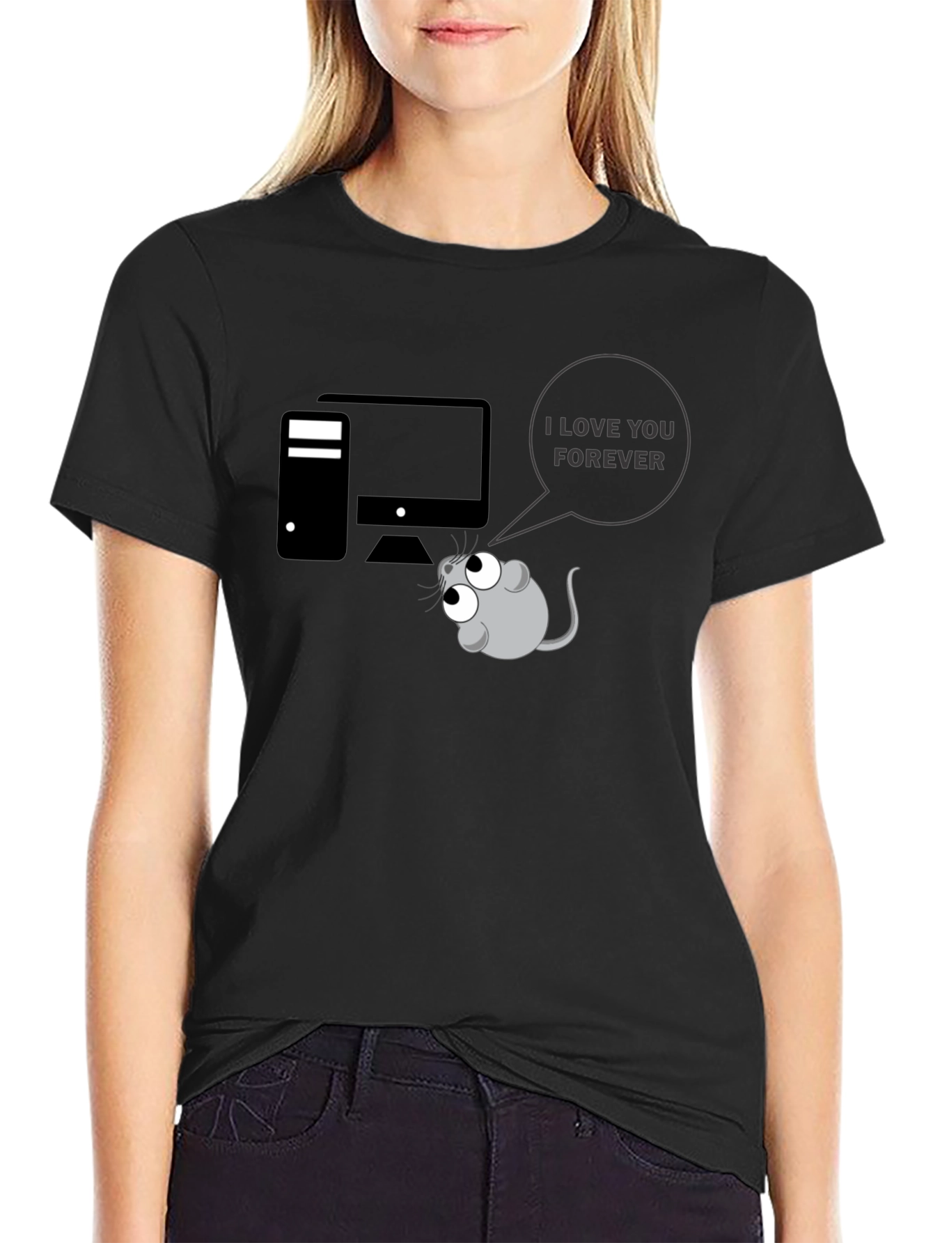 Funny Computer Mouse I Love You Graphic T-Shirt