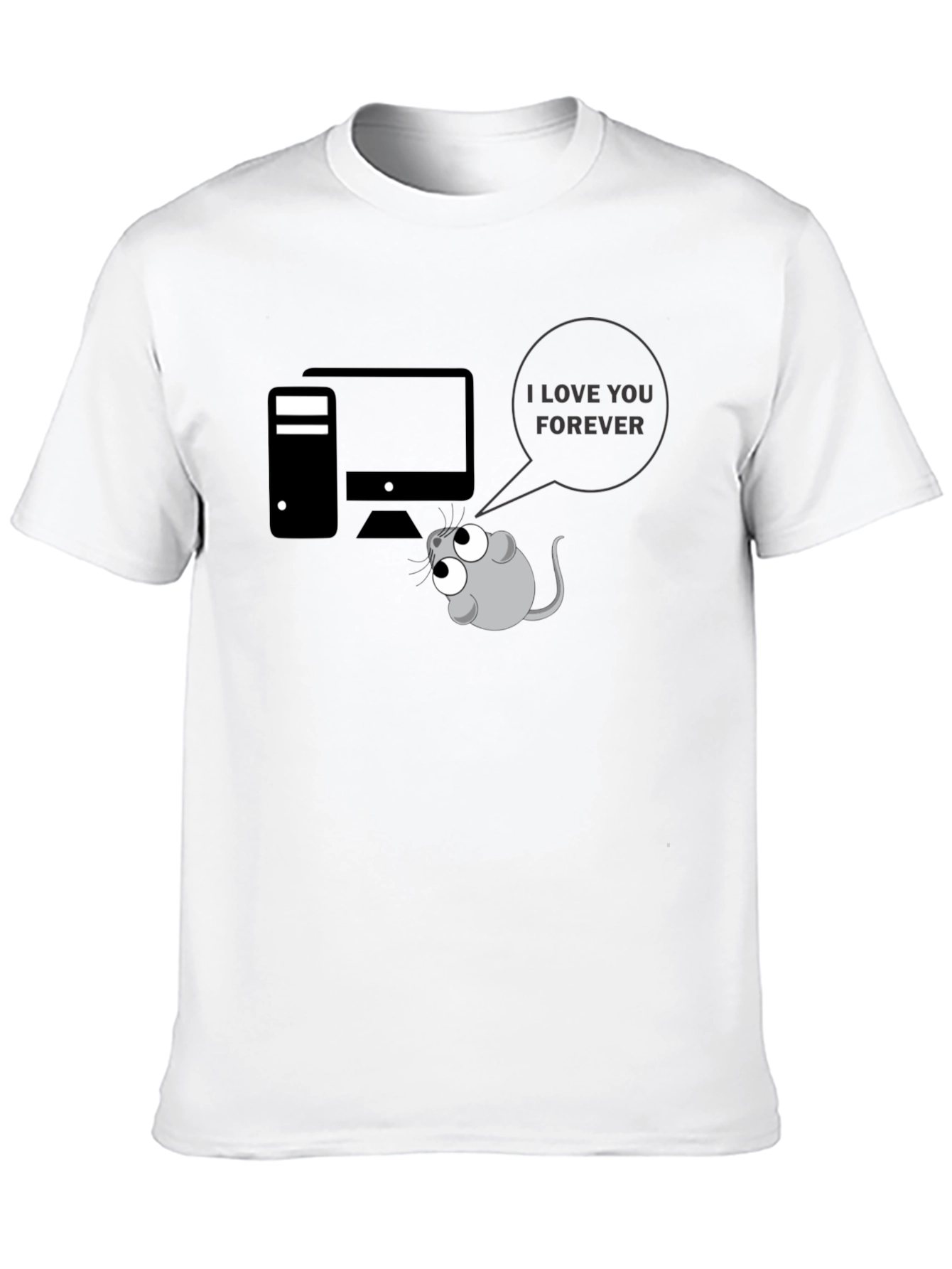 Funny Computer Mouse I Love You Graphic T-Shirt