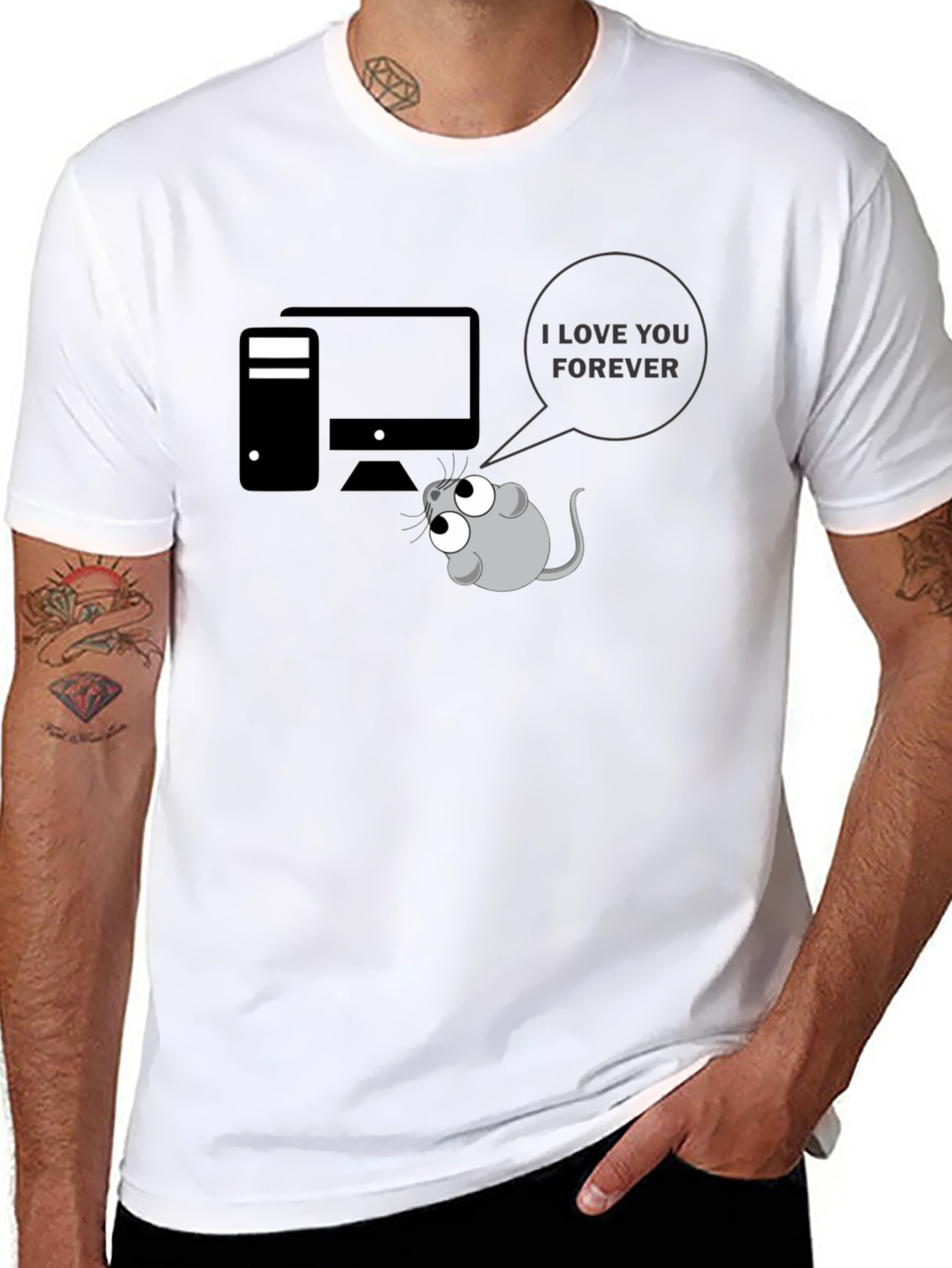 Funny Computer Mouse I Love You Graphic T-Shirt