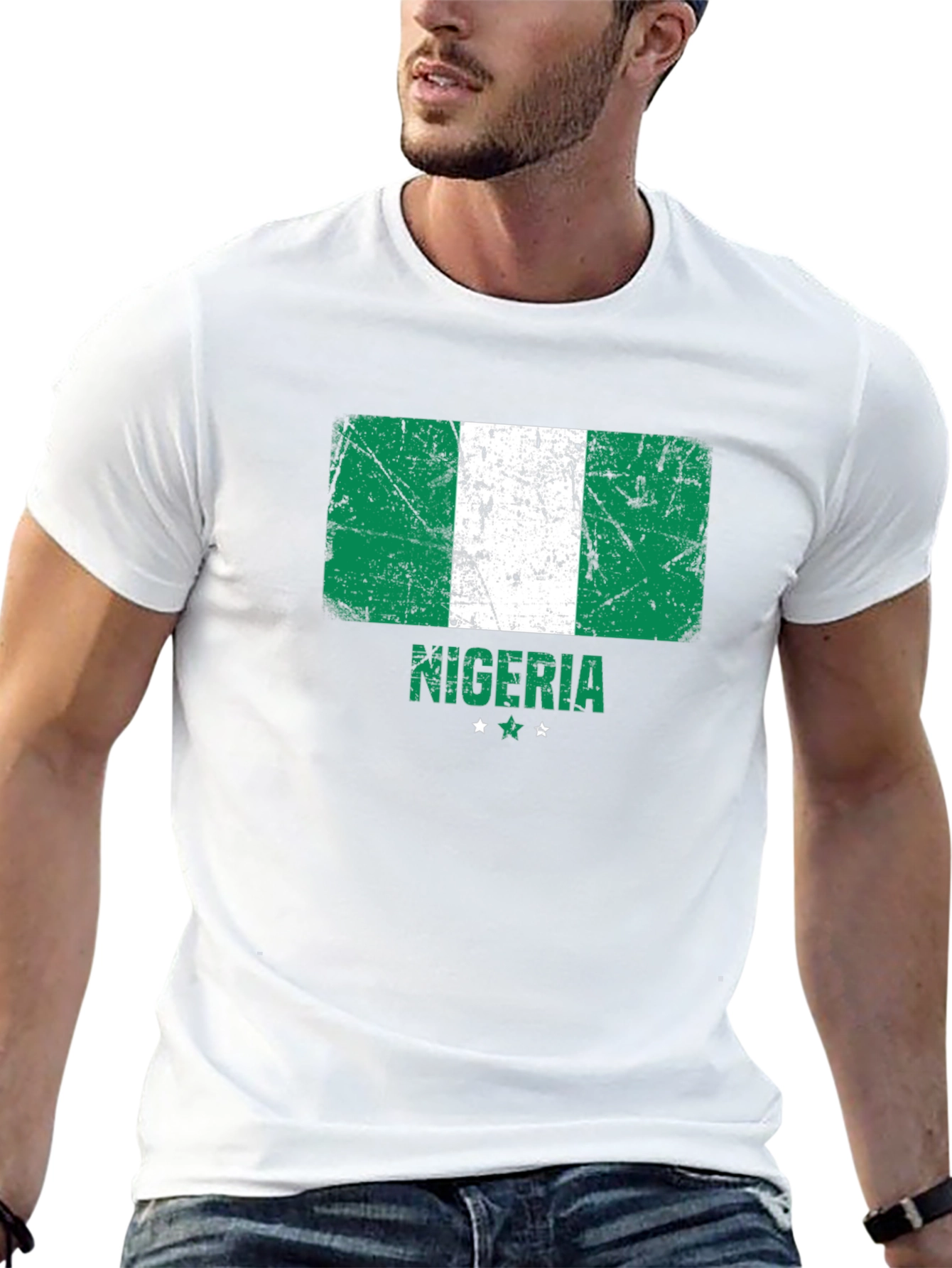 Nigeria Flag T-Shirt - Distressed Design