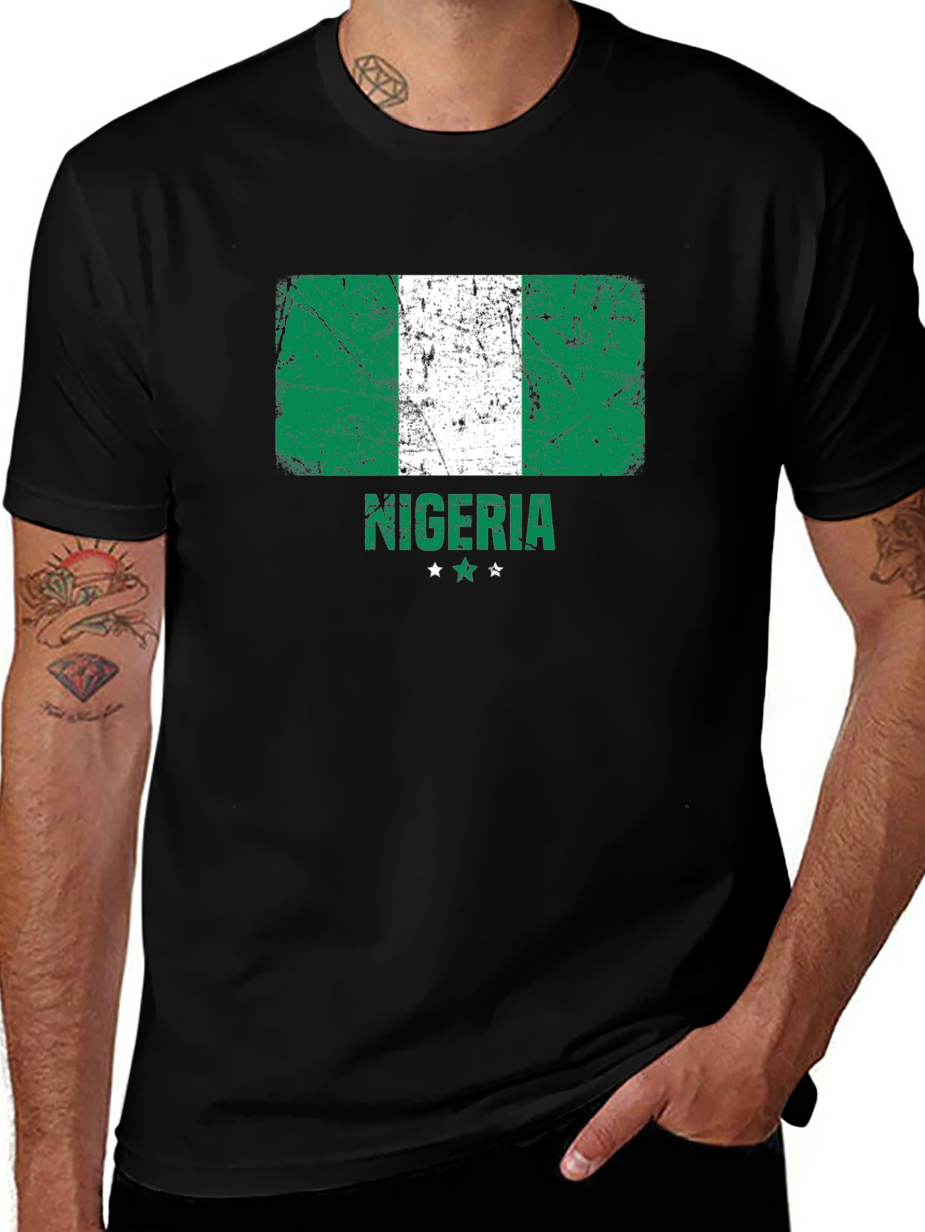 Nigeria Flag T-Shirt - Distressed Design