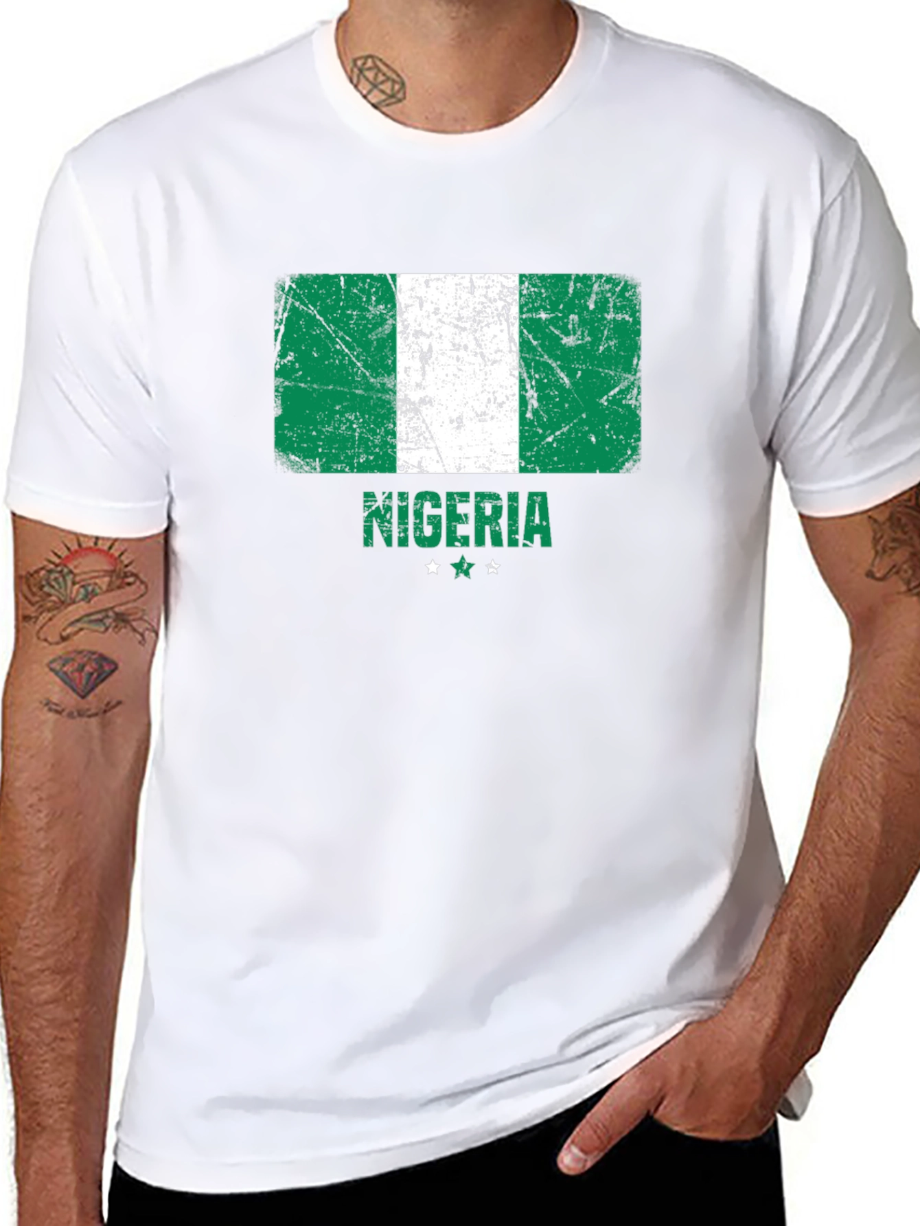 Nigeria Flag T-Shirt - Distressed Design