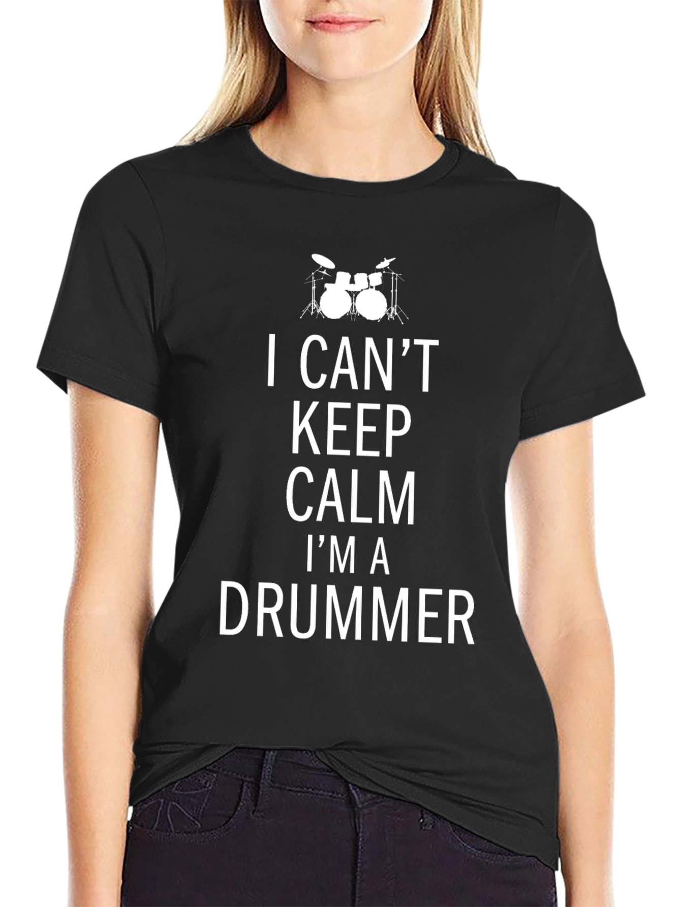 I Cant Keep Calm Im a Drummer Black Tee