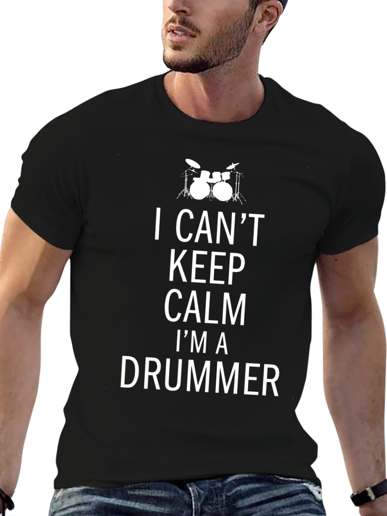I Cant Keep Calm Im a Drummer Black Tee